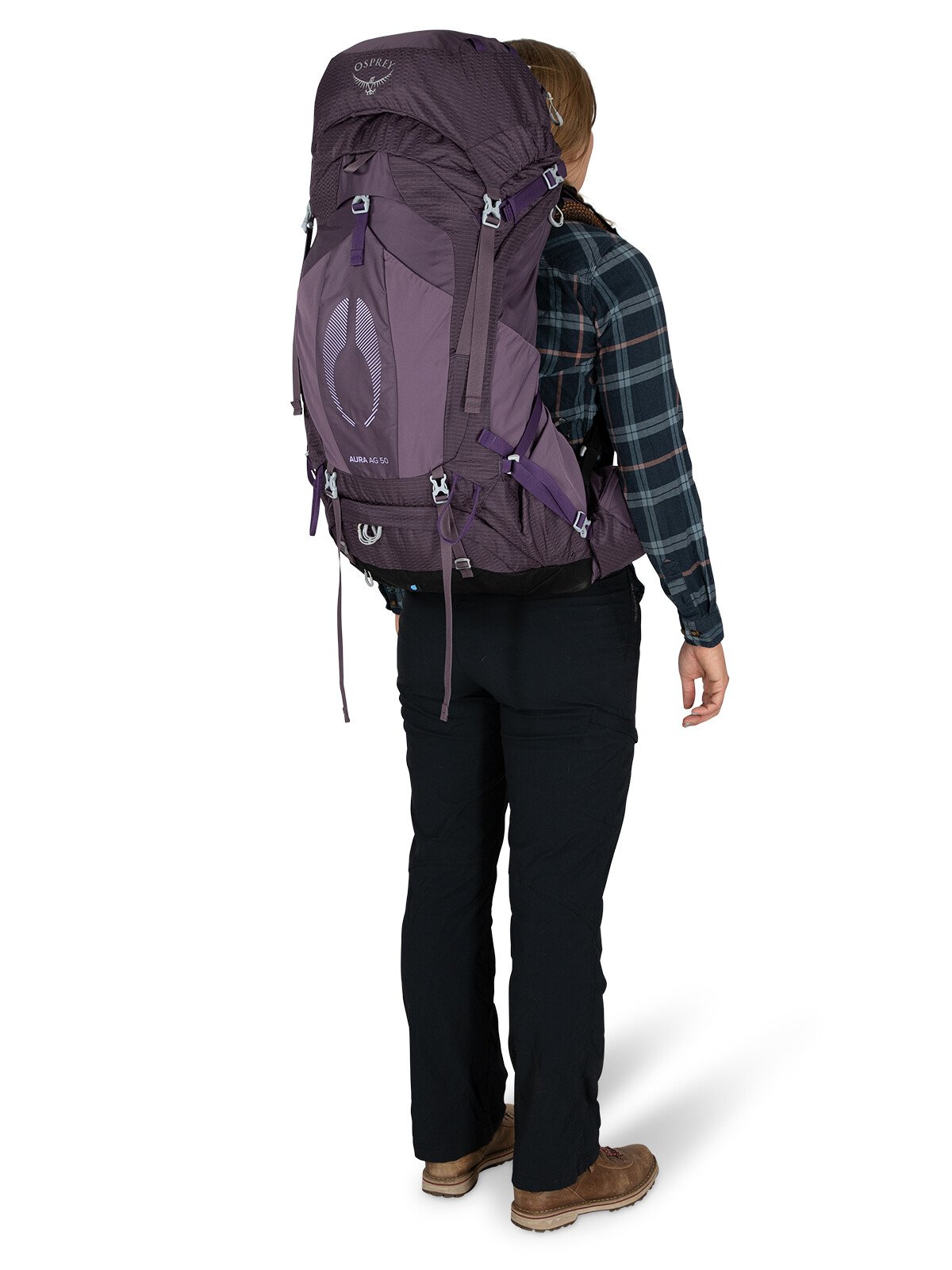 Osprey Aura AG 50 Backpacking Pack 50L in Enchantment Purple — lifestyle 2