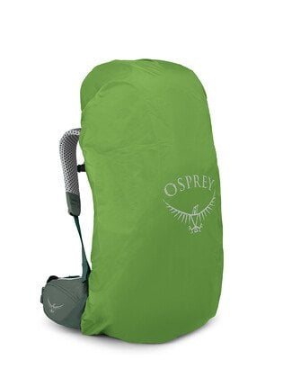 Osprey Aura AG LT 50 Backpacking Pack 50L in Koseret/Darjeeling Spring Green — angle view 2