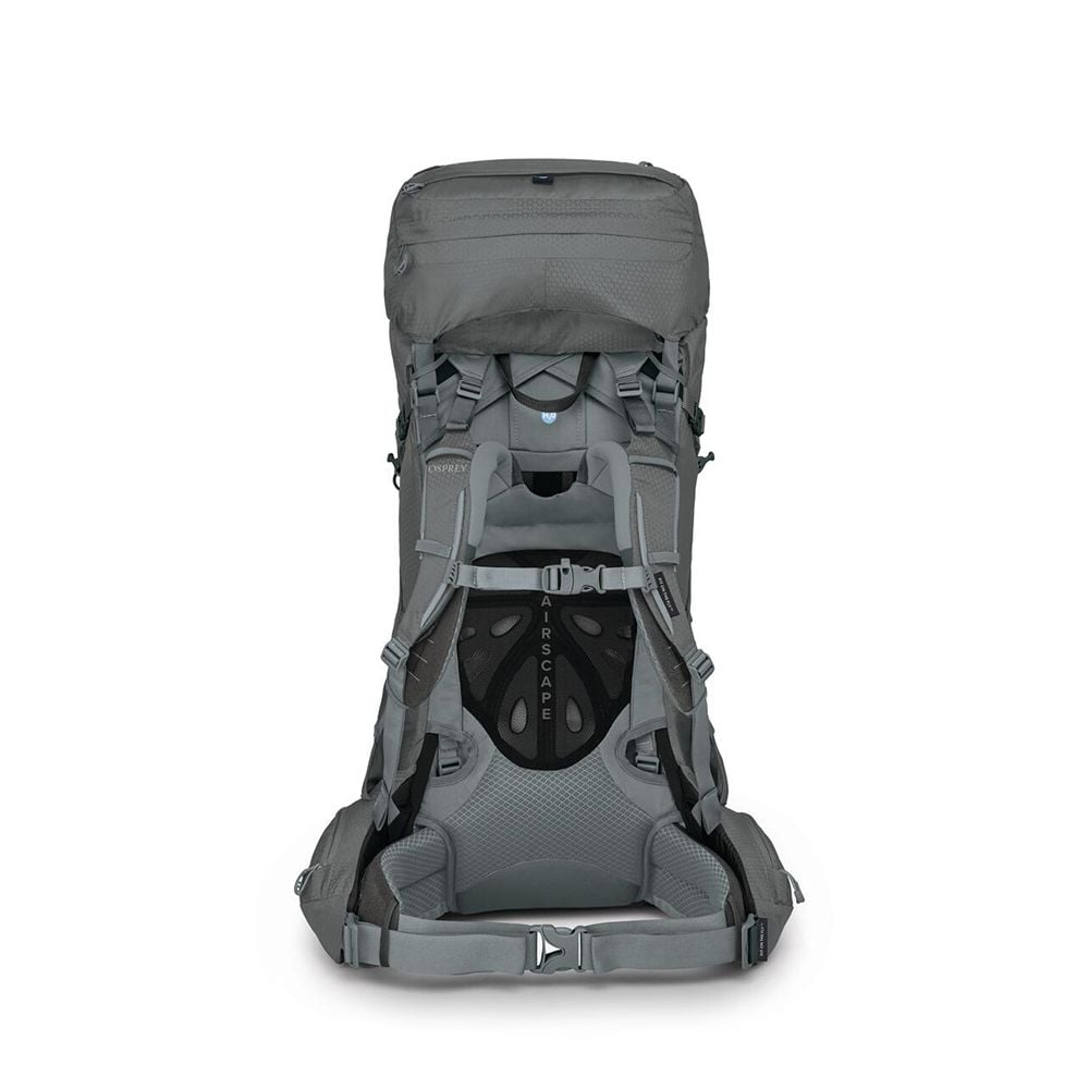 Osprey Ariel 65 Women's Hiking Backpack 65L in Medium Gray — angle view 3