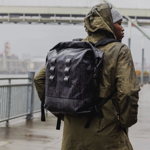Chrome Industries Urban Ex Rolltop 30L backpack – natural tan and black, front view