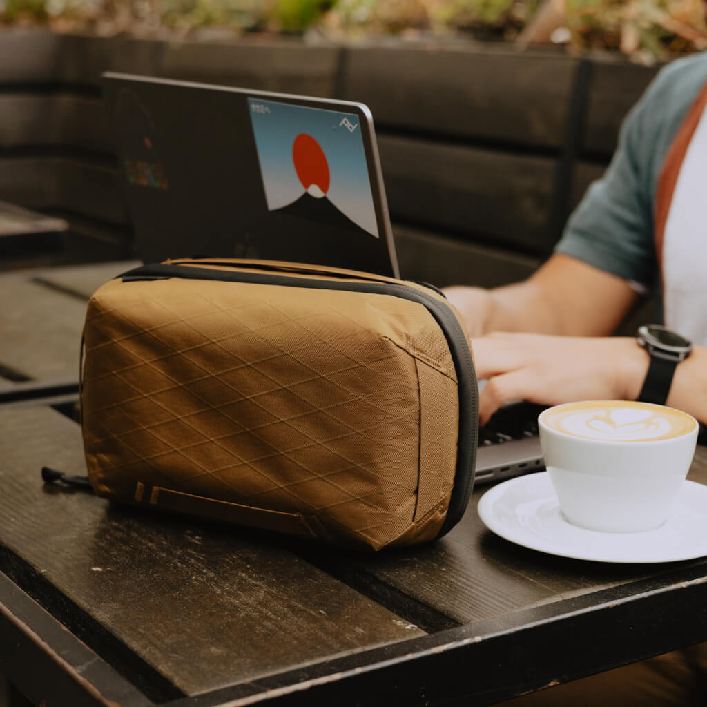Peak Design Tech Pouch in Coyote — lifestyle