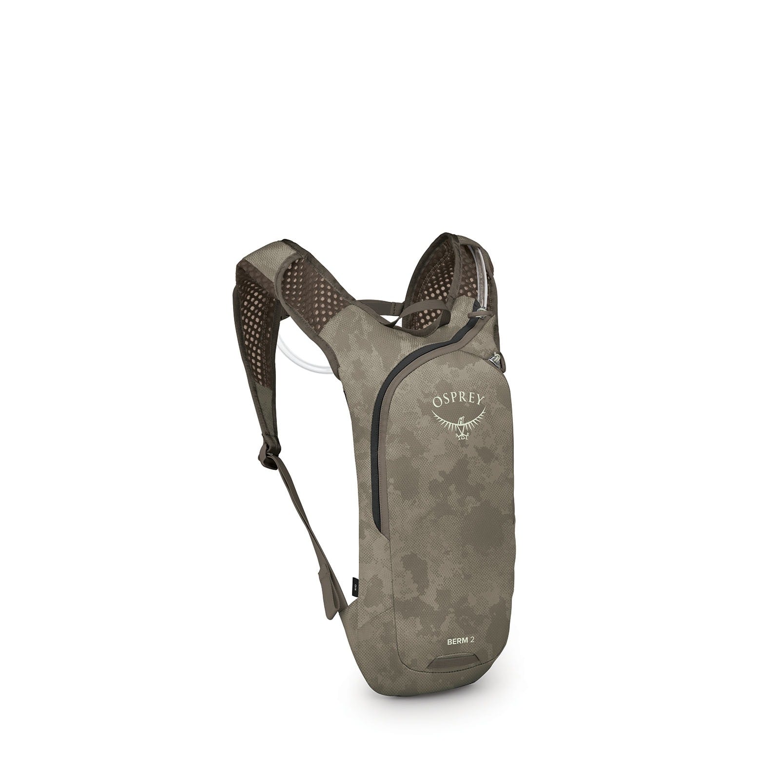 Osprey Berm 2 Bike Hydration Pack 2L in Pediment Grey Dust Print — angle view 2