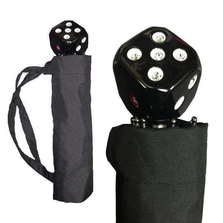 Vista 9017 Deluxe Dice Swarovski Umbrella in Black — front view