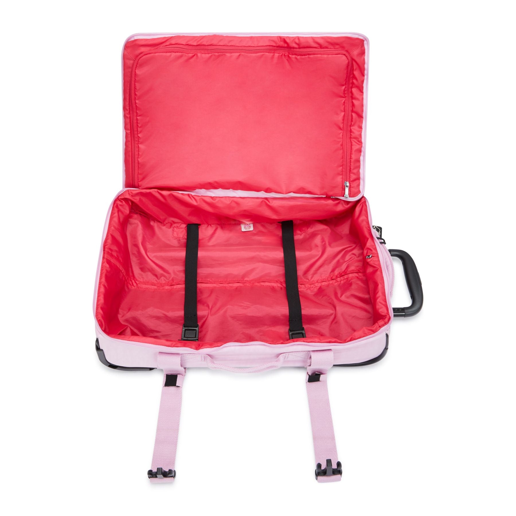 Kipling Aviana Small Rolling Carry-On Luggage in Blooming Pink — interior view # color_Blooming Pink