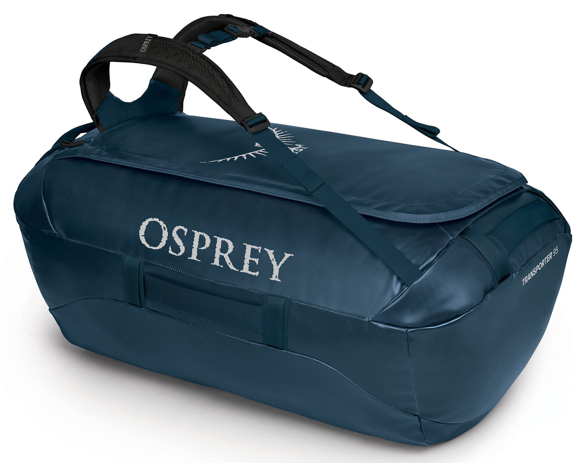 Osprey Transporter 95L Expedition Duffel in Venturi Blue — front view