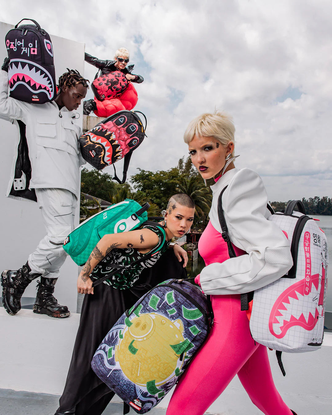 Sprayground Squid Game Collab Jumpsuit Backpack, view 7