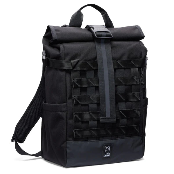 Chrome Industries Barrage 18L backpack – black, front cargo net detail
