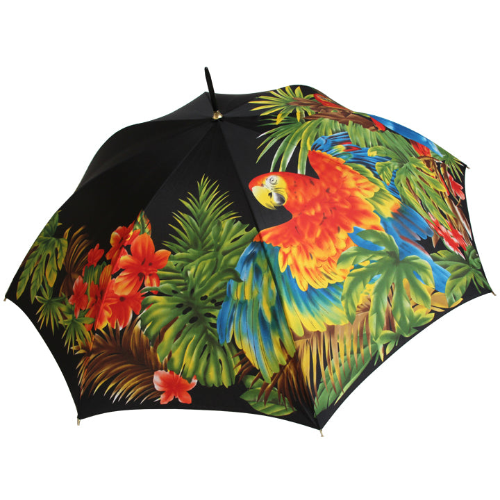 Vista 9600 Parrot Umbrella in Black — front view