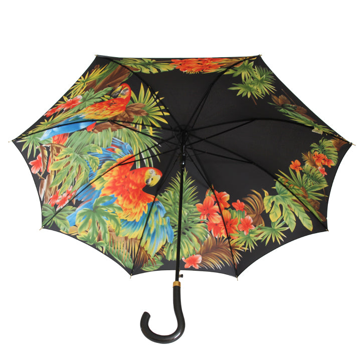 Vista 9600 Parrot Umbrella in Black — interior view