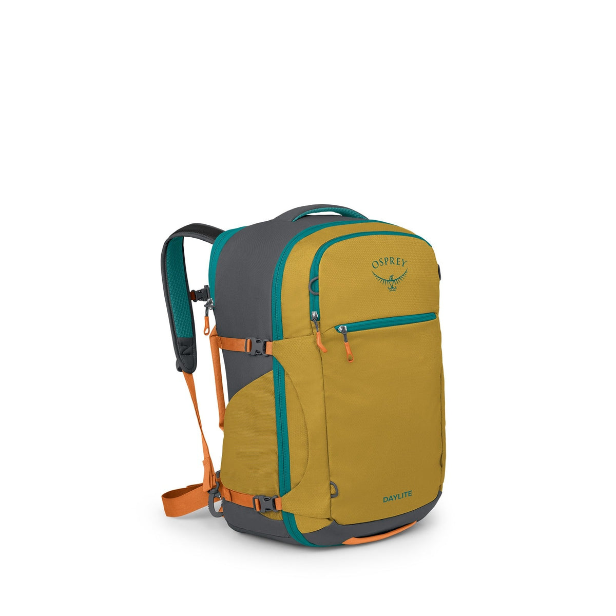 Osprey Daylite Carry-On Travel Pack 44L in Tumbleweed Yellow/Tunnel Vision — front view # color_Tumbleweed Yellow/Tunnel Vision