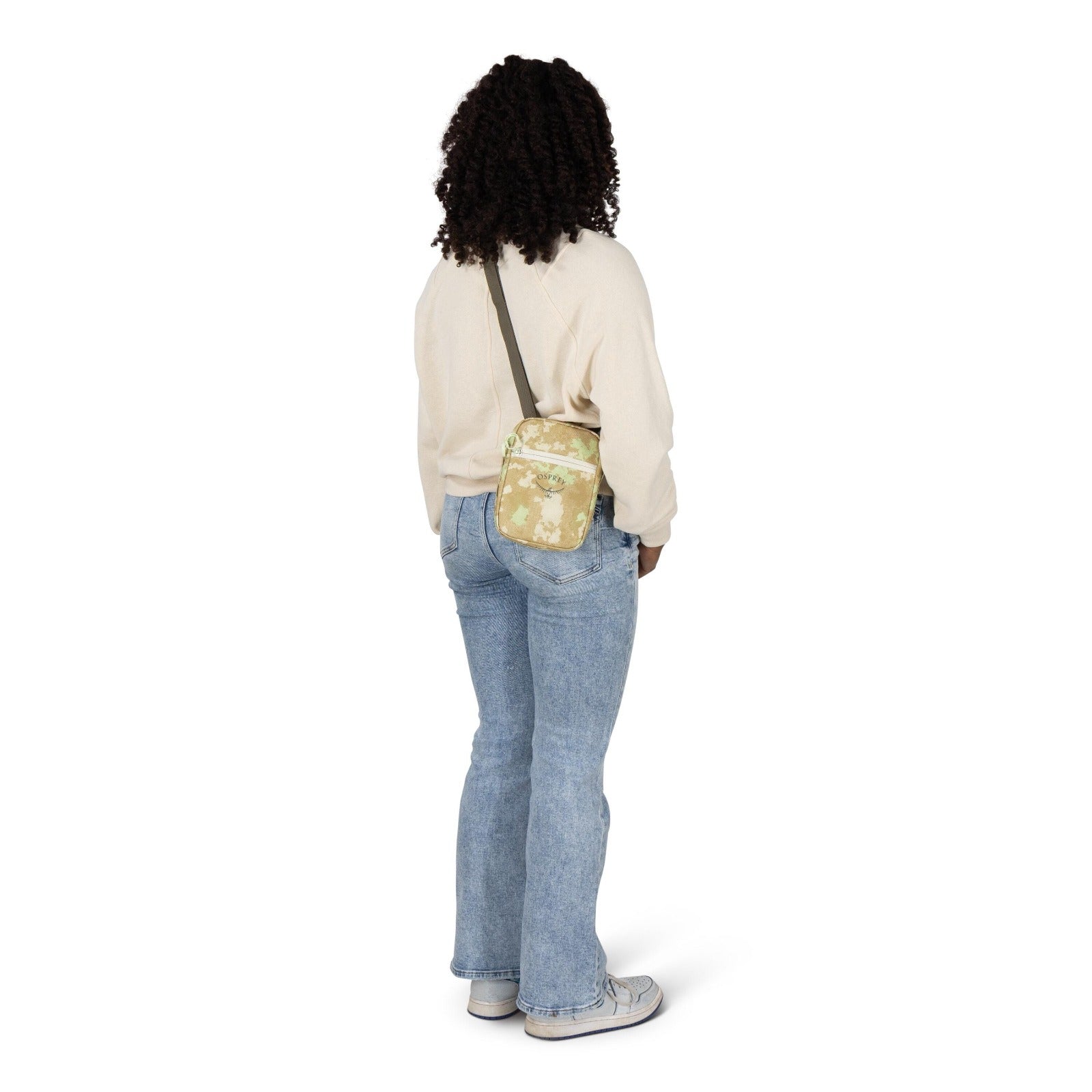 Osprey Daylite Small Crossbody 1L in Sunlit Lichen Print Gravel Tan — lifestyle 2