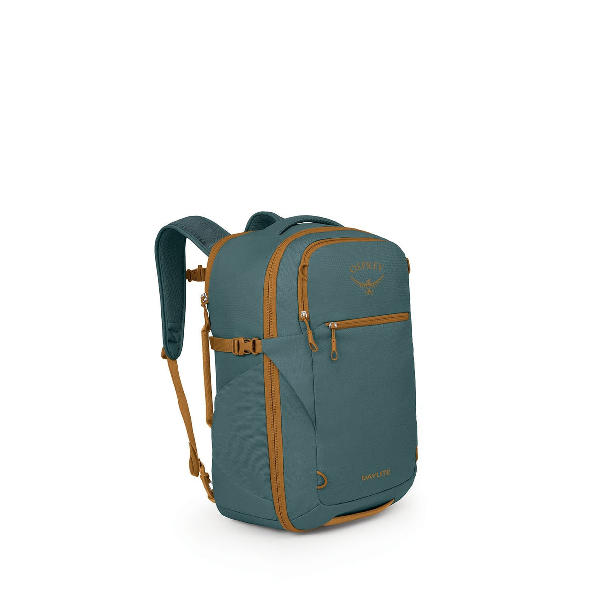 Osprey Daylite Carry-On Travel Pack 35L in Torrent Blue/Barley Brown — front view # color_Torrent Blue/Barley Brown