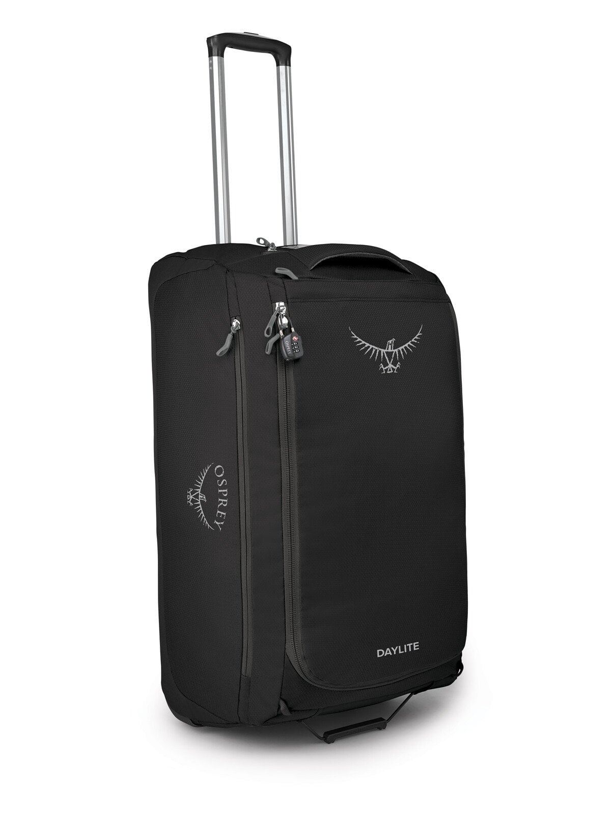 Osprey Daylite Wheeled Duffel 85L in Black — front view