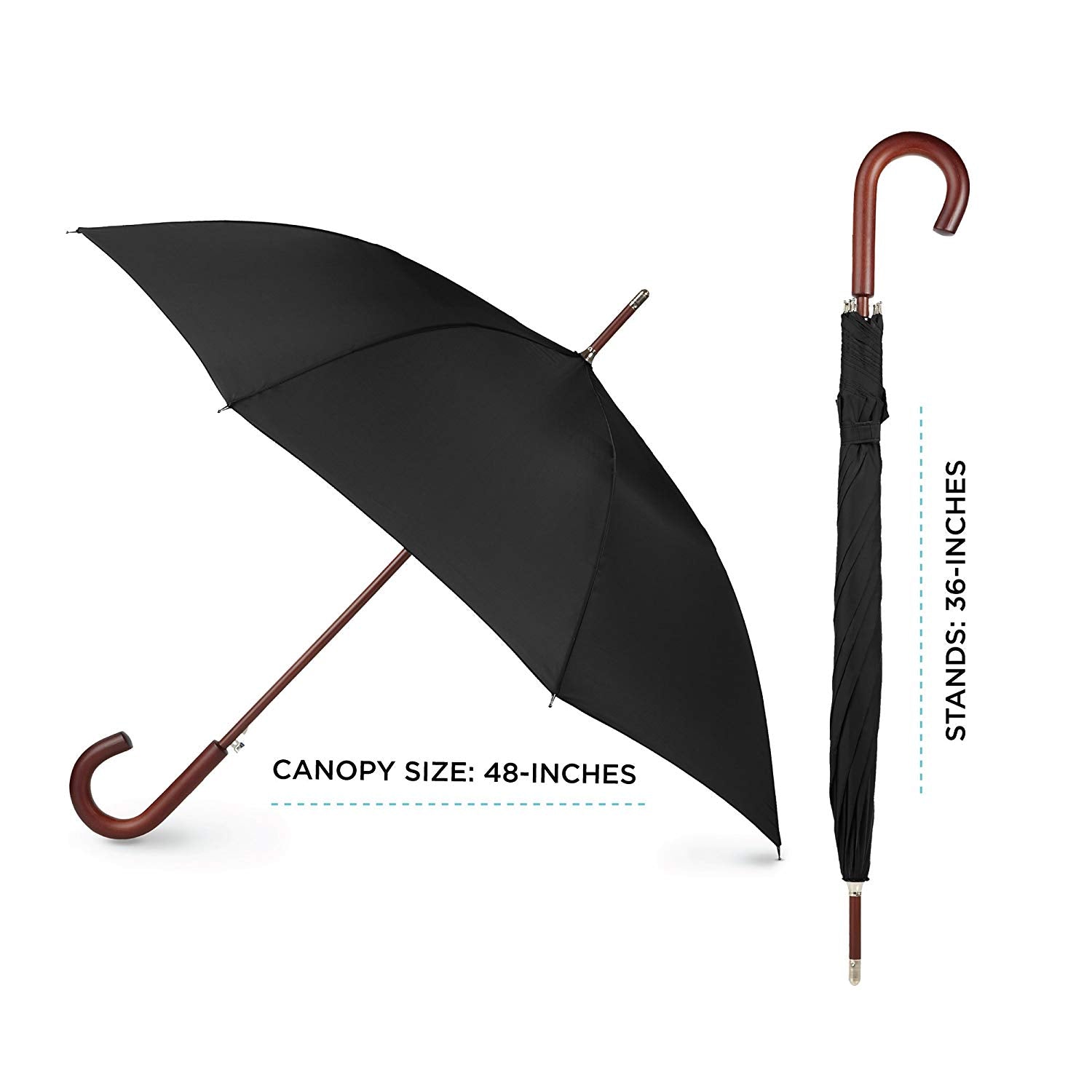 Totes 9302 Stately Auto Wooden Stick Umbrella, view 4