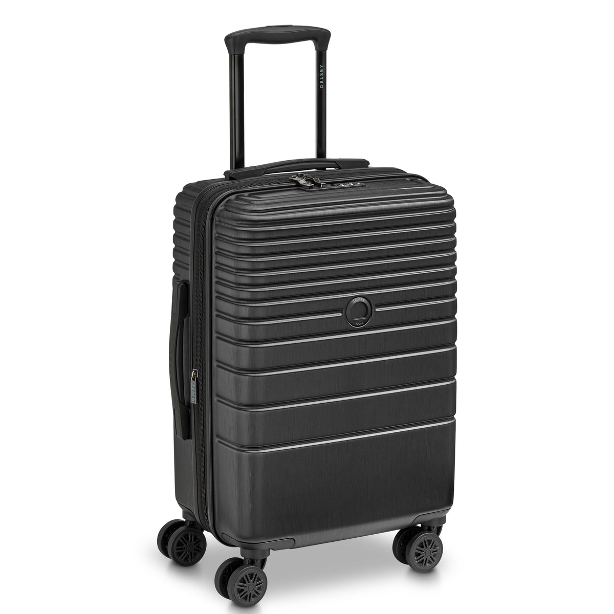 Delsey Cosmique Carry-On Plus Expandable Spinner in Black — angle view 2