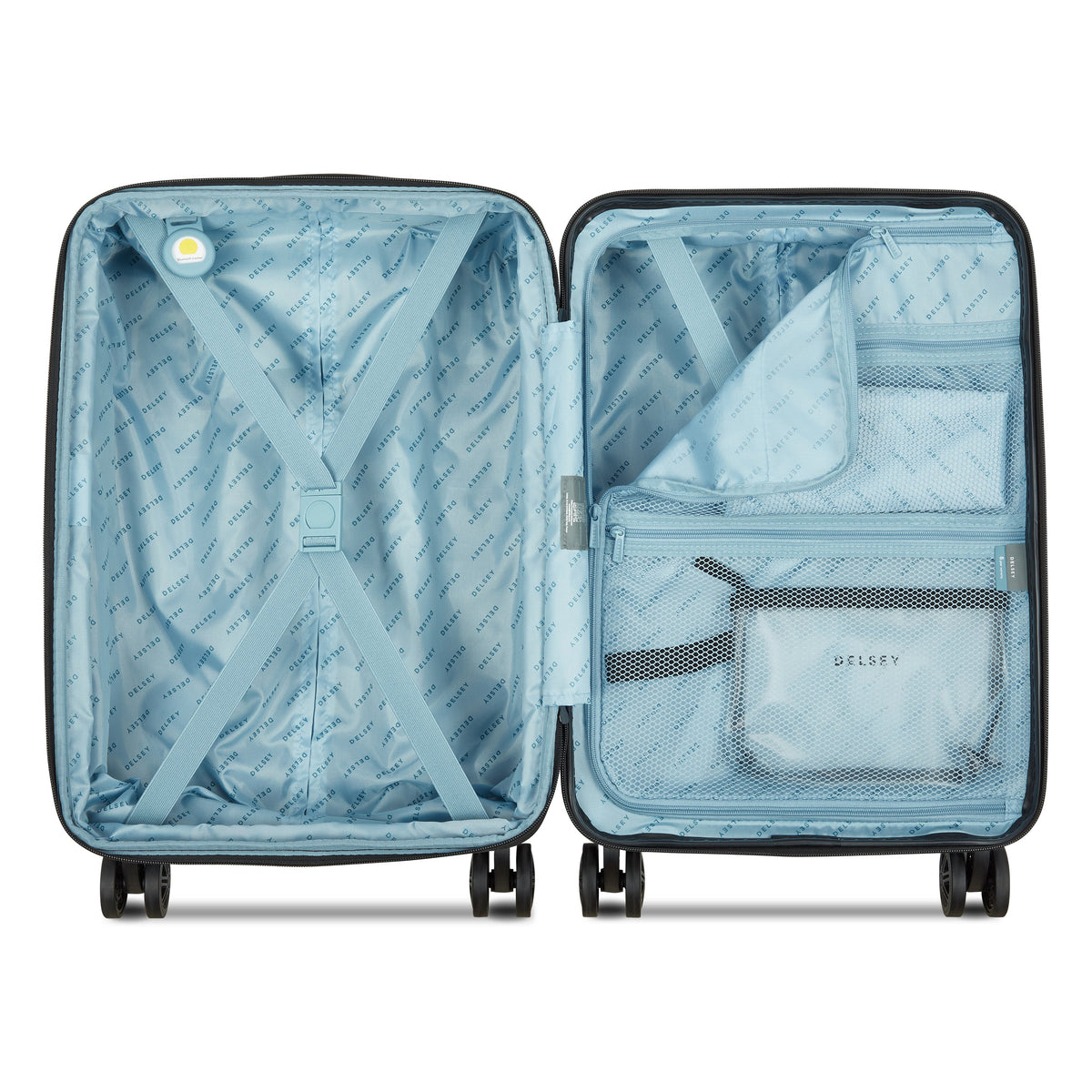 Delsey Cosmique Carry-On Plus Expandable Spinner in Black — interior view