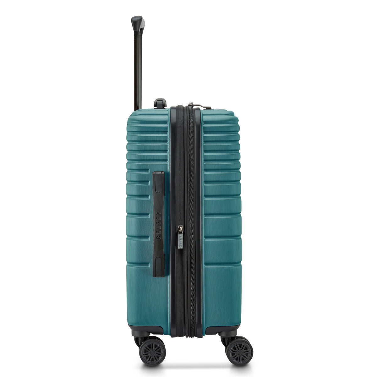 Delsey Cosmique Carry-On Plus Expandable Spinner in Dark Teal — angle view 4