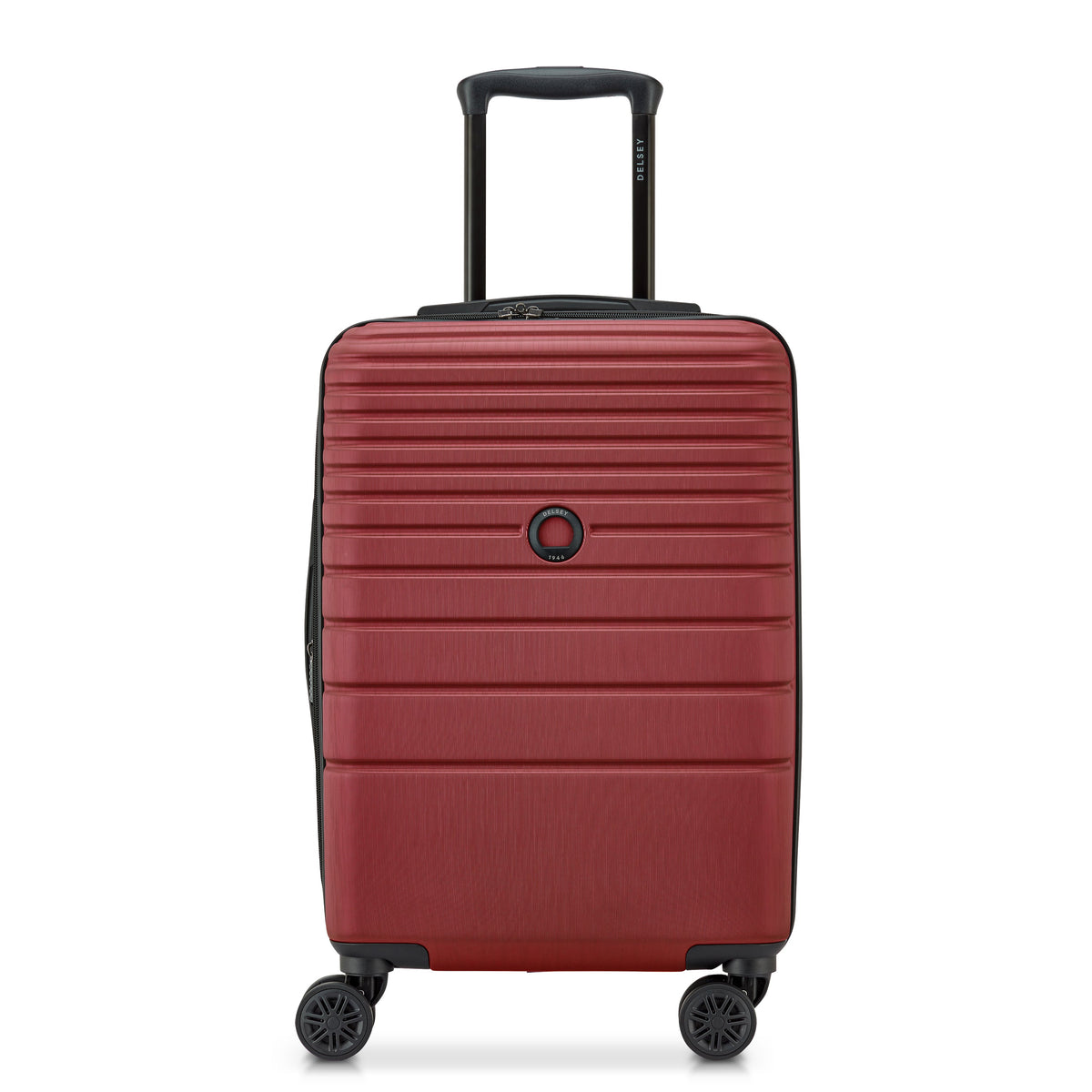 Delsey Cosmique Carry-On Plus Expandable Spinner in Syrah Red — front view
