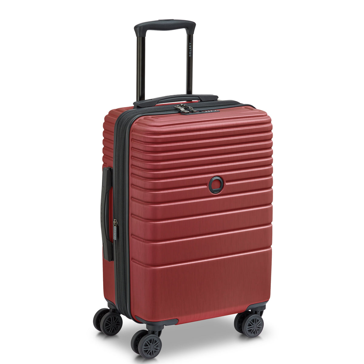 Delsey Cosmique Carry-On Plus Expandable Spinner in Syrah Red — angle view 2