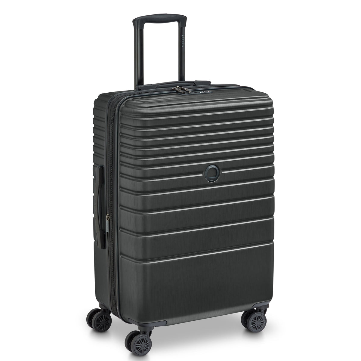 Delsey Cosmique Medium Expandable Spinner in Black — angle view 2