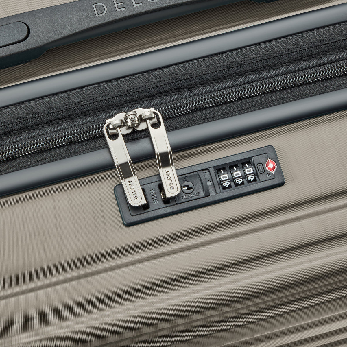Delsey Cosmique Medium Expandable Spinner in Beige — detail view
