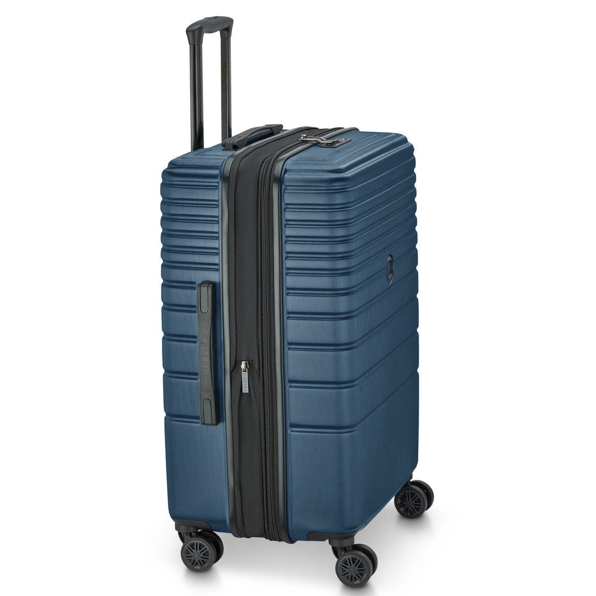 Delsey Cosmique Medium Expandable Spinner in Deep Sea Navy — angle view 3