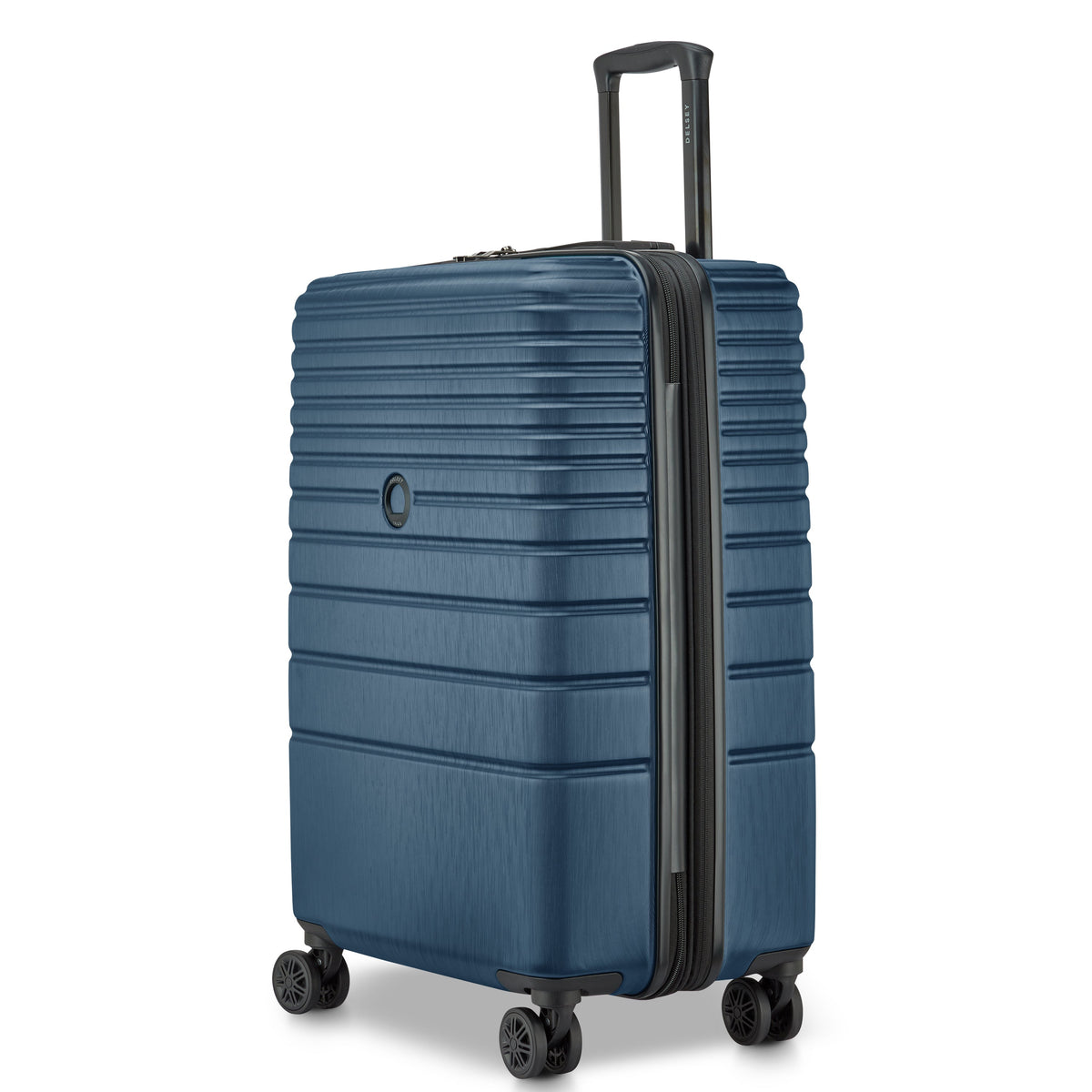 Delsey Cosmique Medium Expandable Spinner in Deep Sea Navy — angle view 5