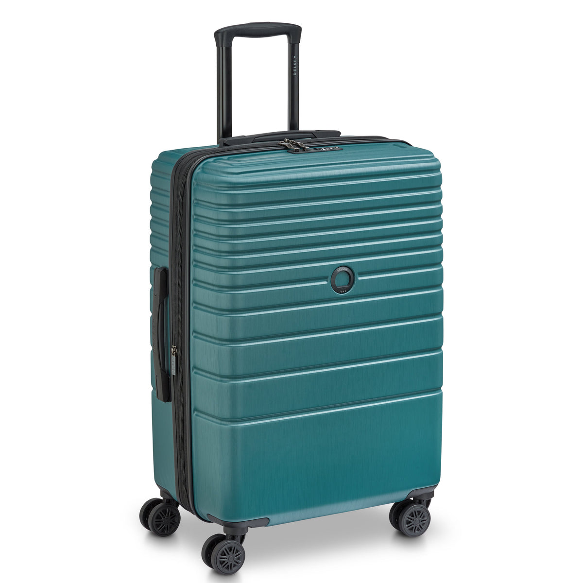 Delsey Cosmique Medium Expandable Spinner in Dark Teal — angle view 2