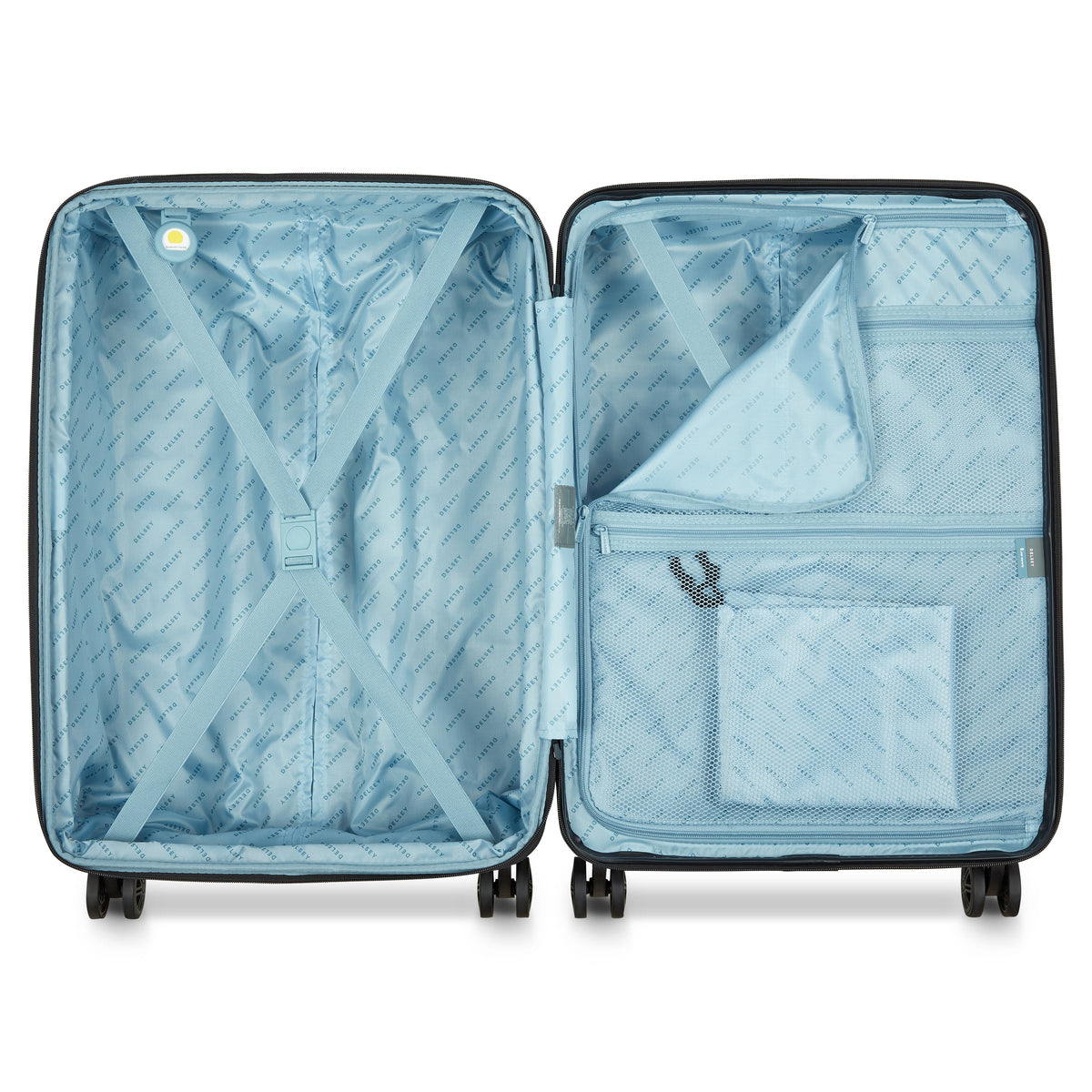 Delsey Cosmique Medium Expandable Spinner in Syrah Red — interior view