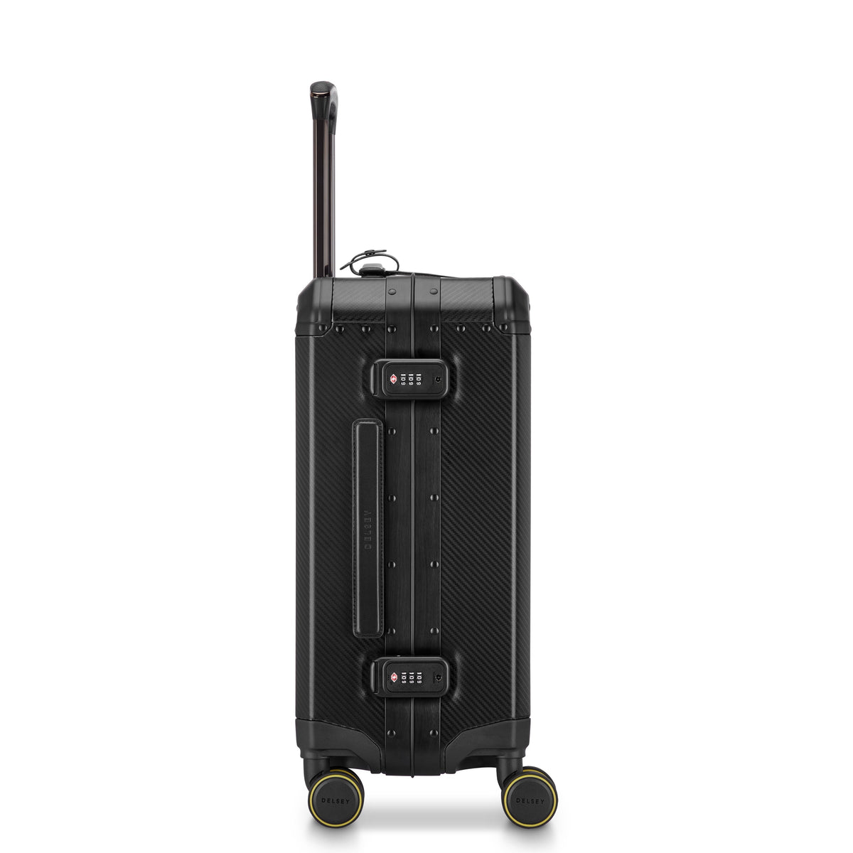 Delsey Alu'r Aluminum Carry-On Spinner in Black — angle view 5 # color_Black