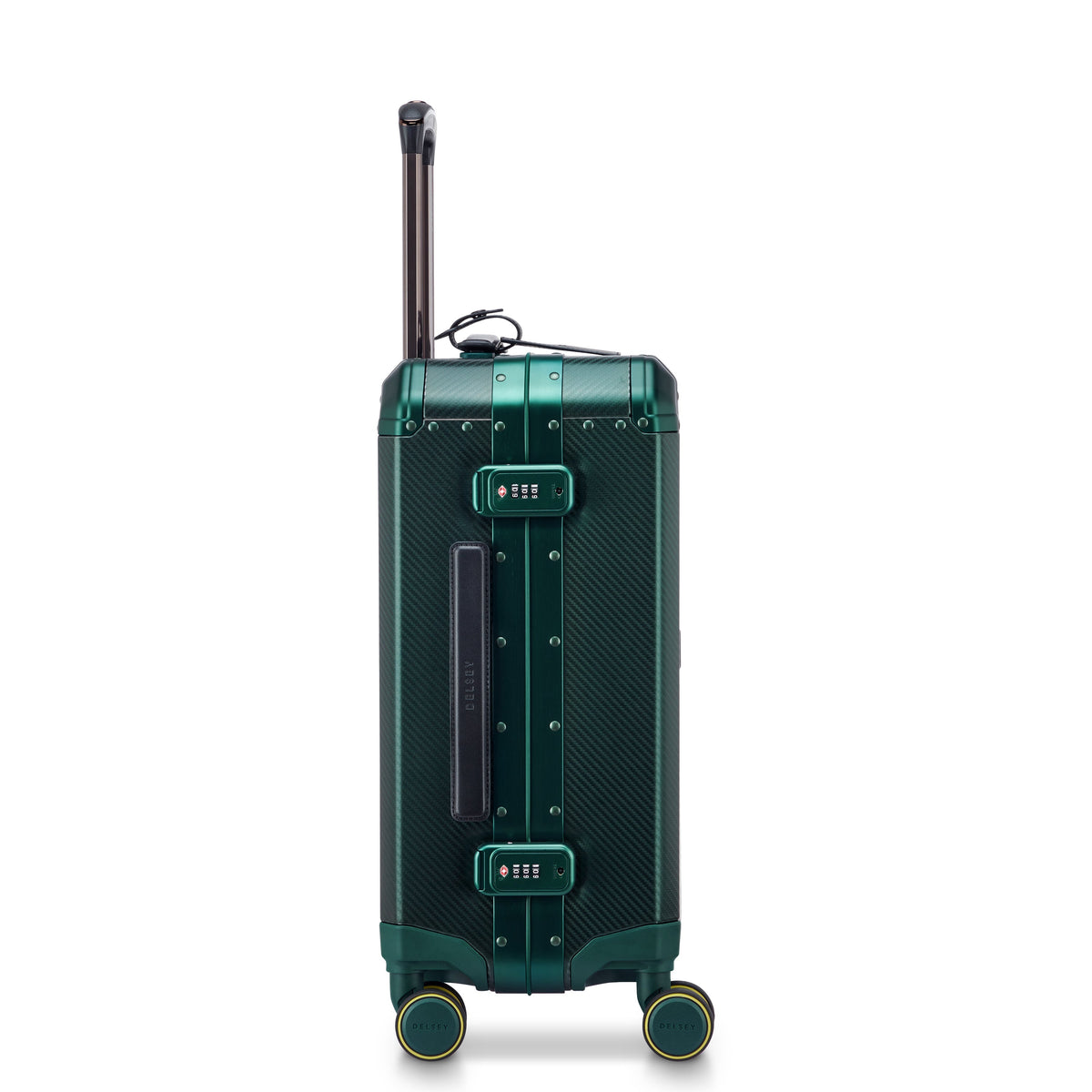 Delsey Alu'r Aluminum Carry-On Spinner in Green — angle view 5 # color_Green