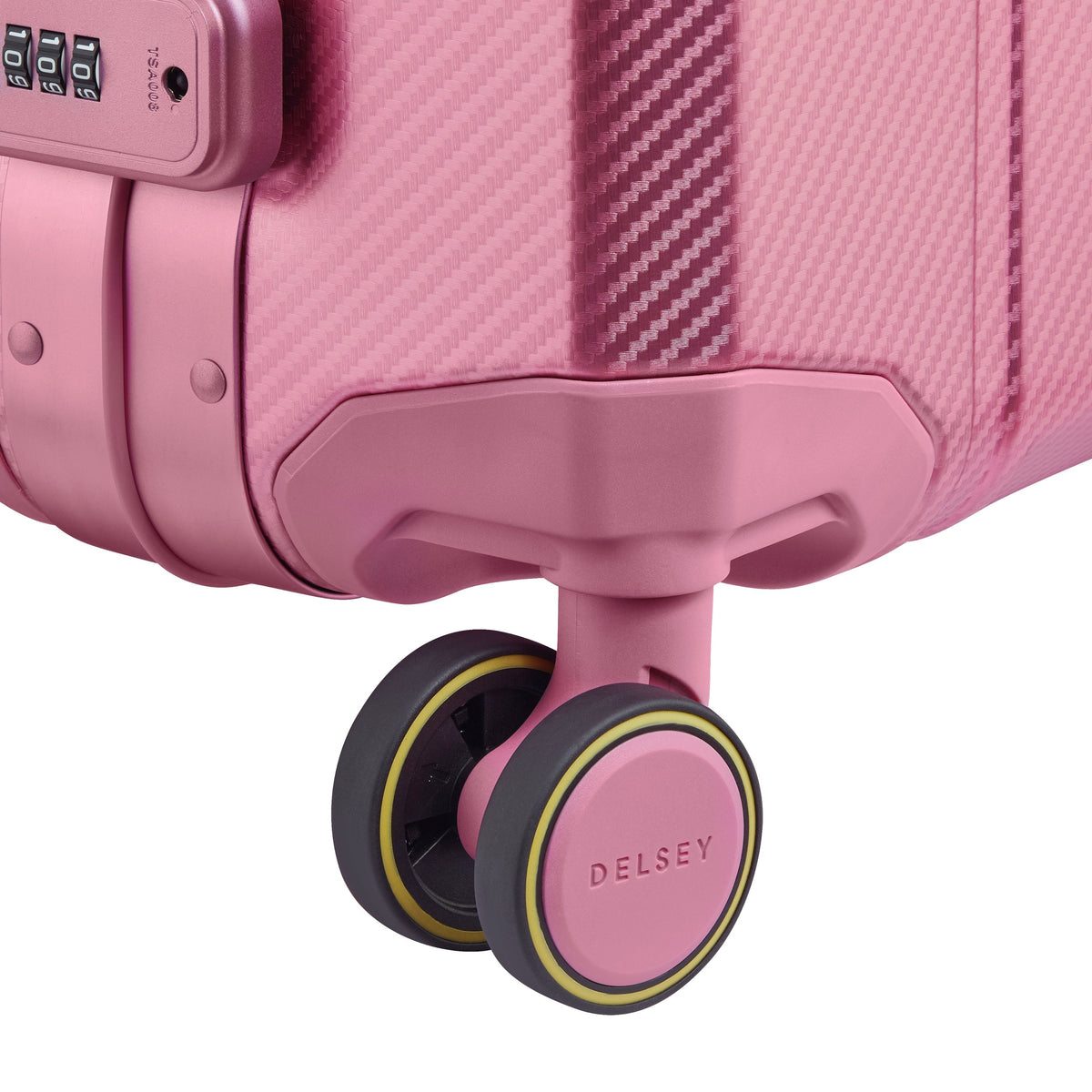 Delsey Alu'r Aluminum Carry-On Spinner in Pink — detail view 5 # color_Pink
