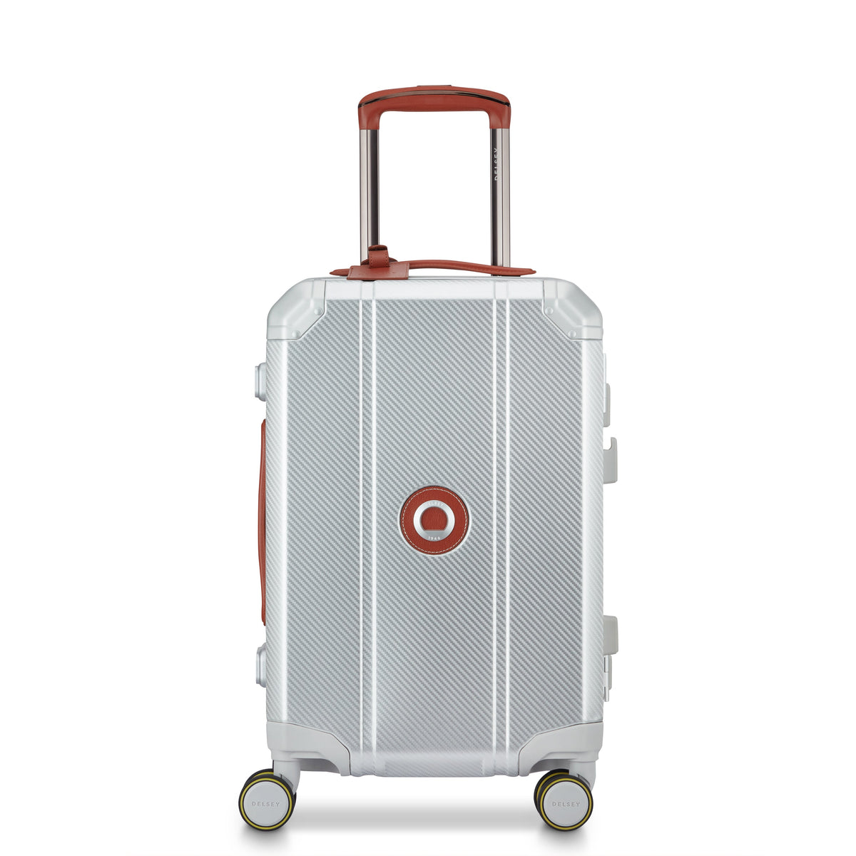 Delsey Alu'r Aluminum Carry-On Spinner in Silver — front view # color_Silver