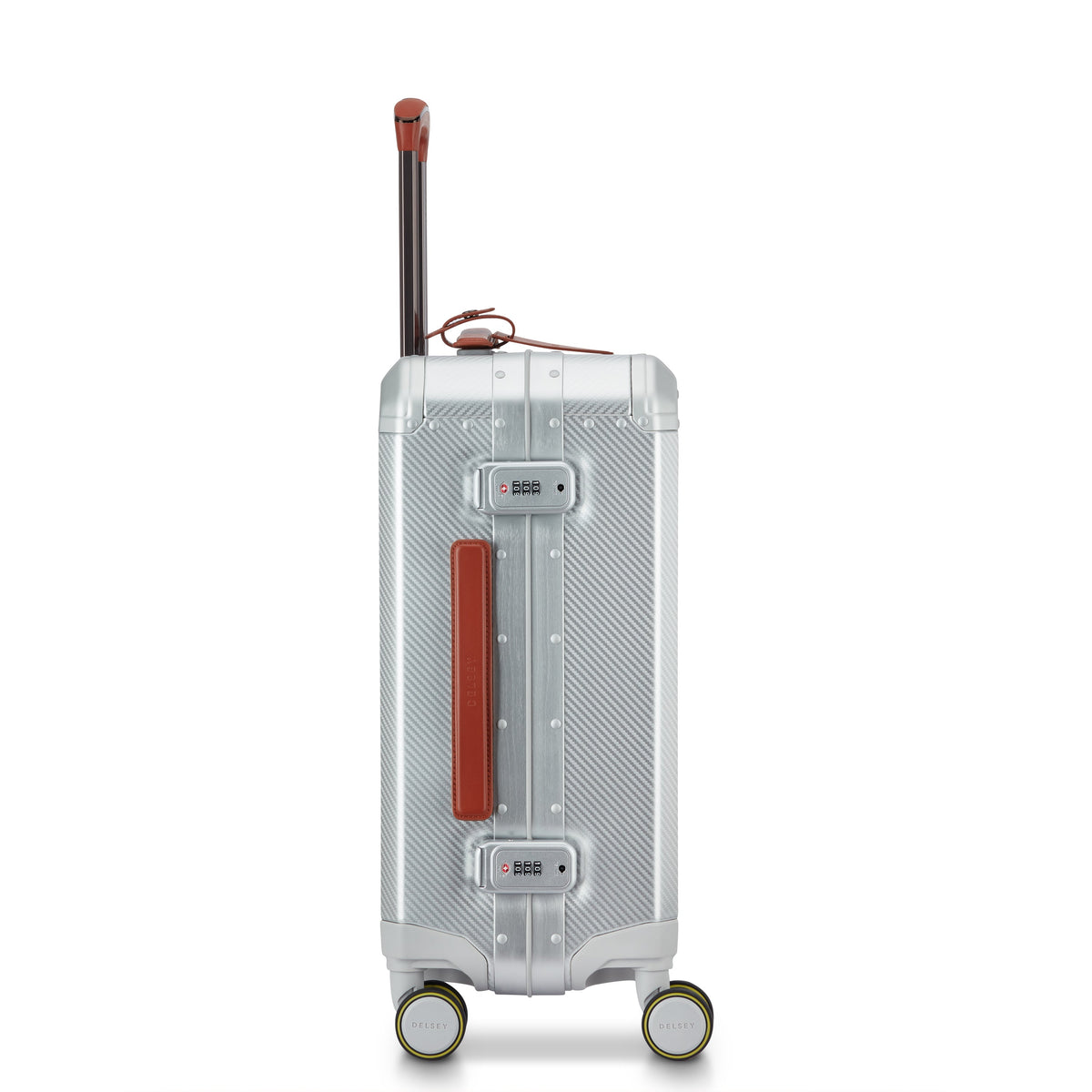 Delsey Alu'r Aluminum Carry-On Spinner in Silver — angle view 5 # color_Silver