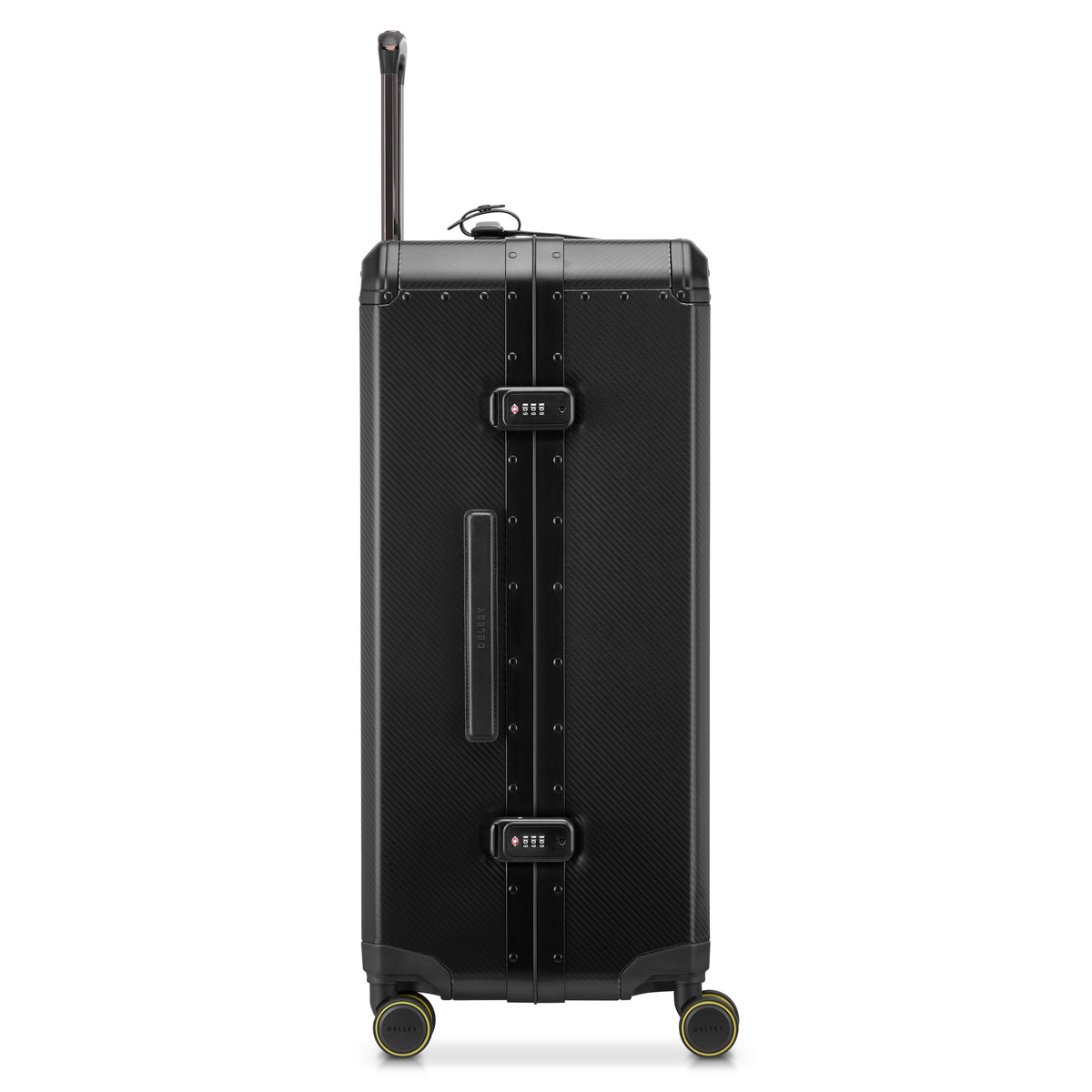 Delsey Alu'r Aluminum Large Spinner Upright in Black — angle view 5 # color_Black