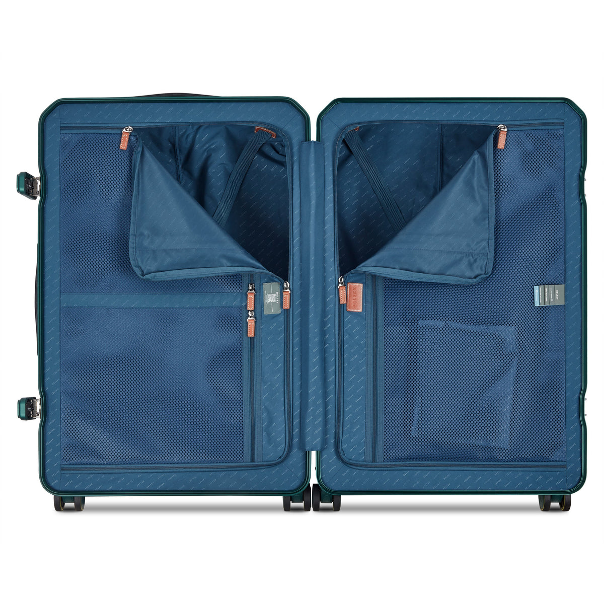 Delsey Alu'r Aluminum Large Spinner Upright in Green — interior view # color_Green