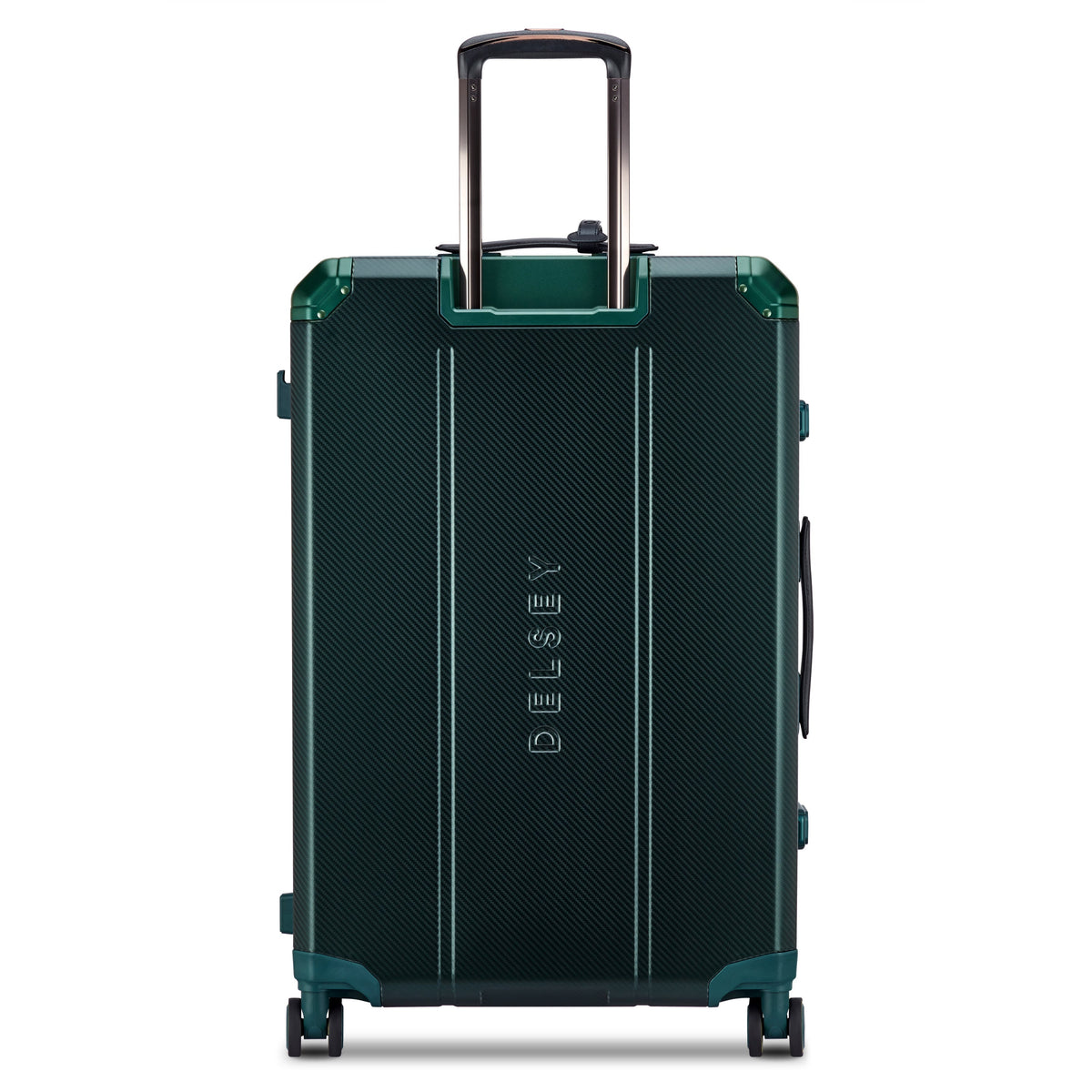 Delsey Alu'r Aluminum Large Spinner Upright in Green — back view # color_Green