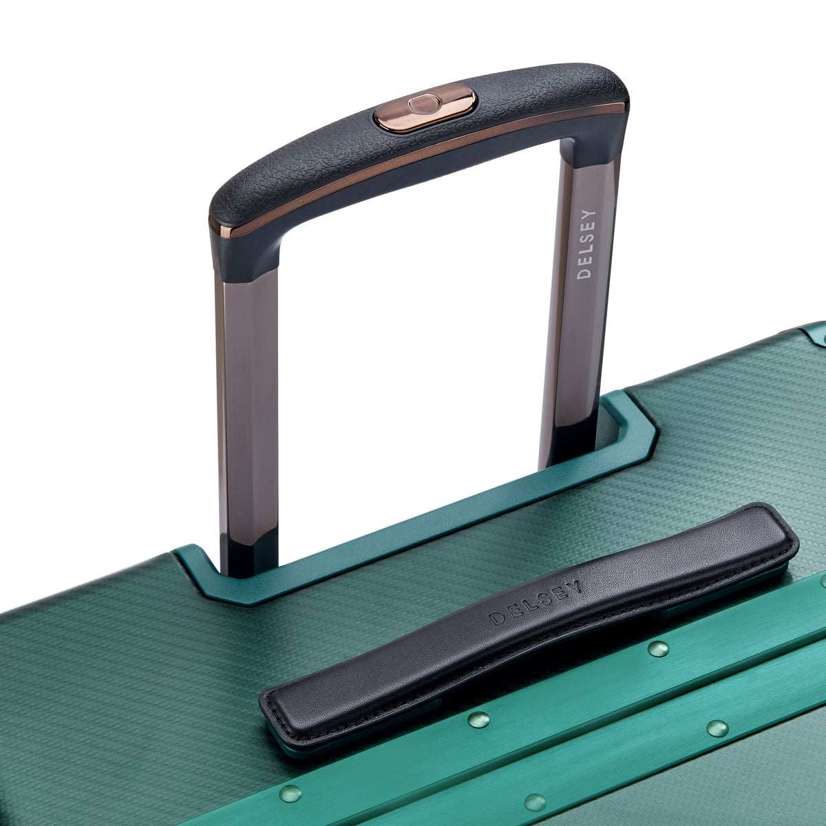 Delsey Alu'r Aluminum Large Spinner Upright in Green — detail view 2 # color_Green
