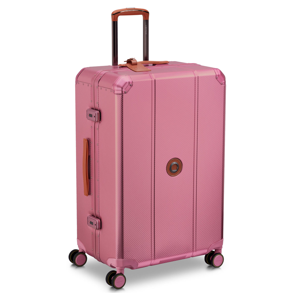 Delsey Alu'r Aluminum Large Spinner Upright in Pink — angle view 2 # color_Pink