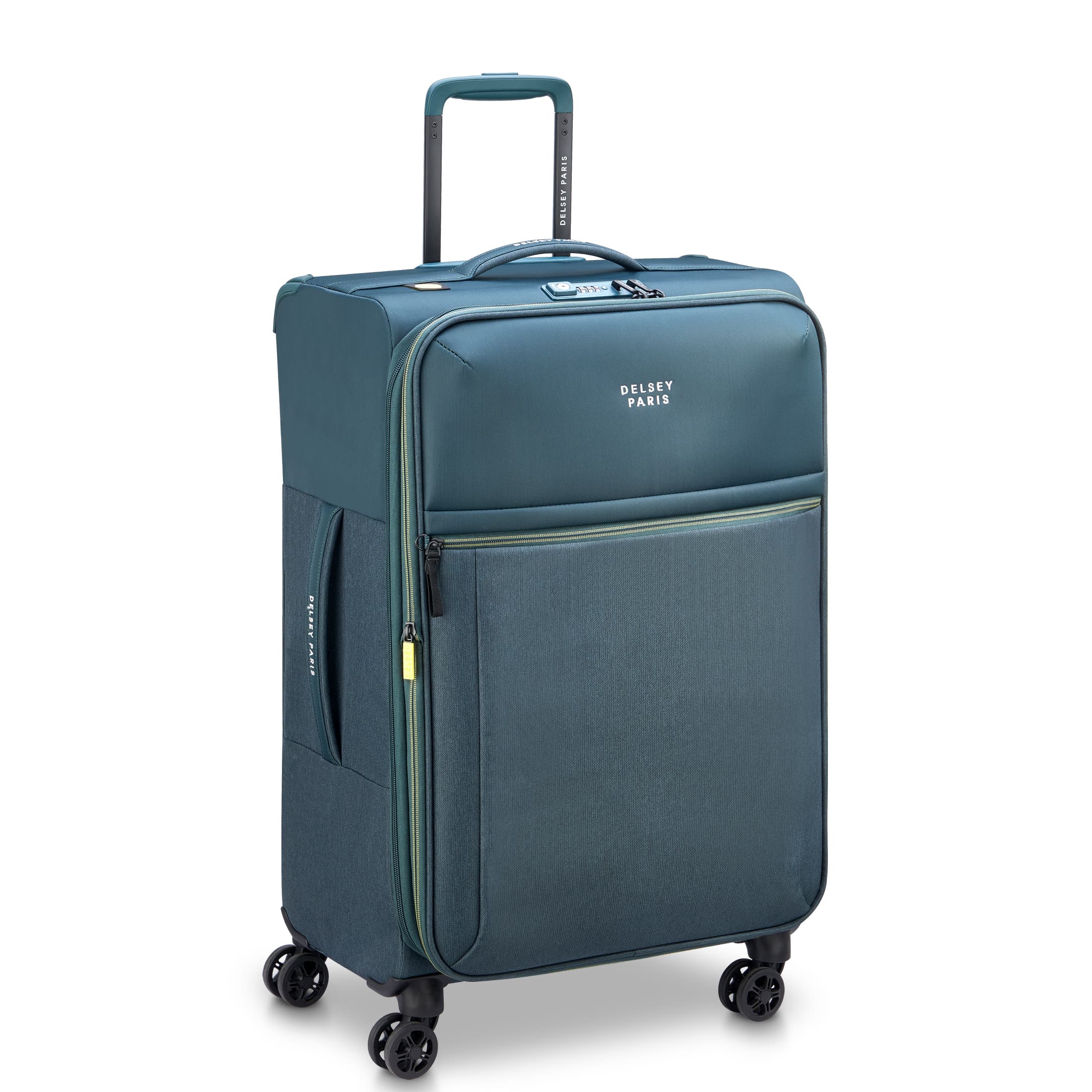 Delsey Brochant 3.0 Medium Expandable Spinner in Green — angle view 2 # color_Green