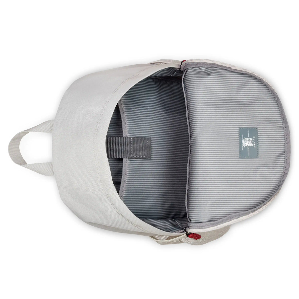 Delsey BTS Dylan Laptop Backpack in Pearl Grey — interior view # color_Pearl Grey