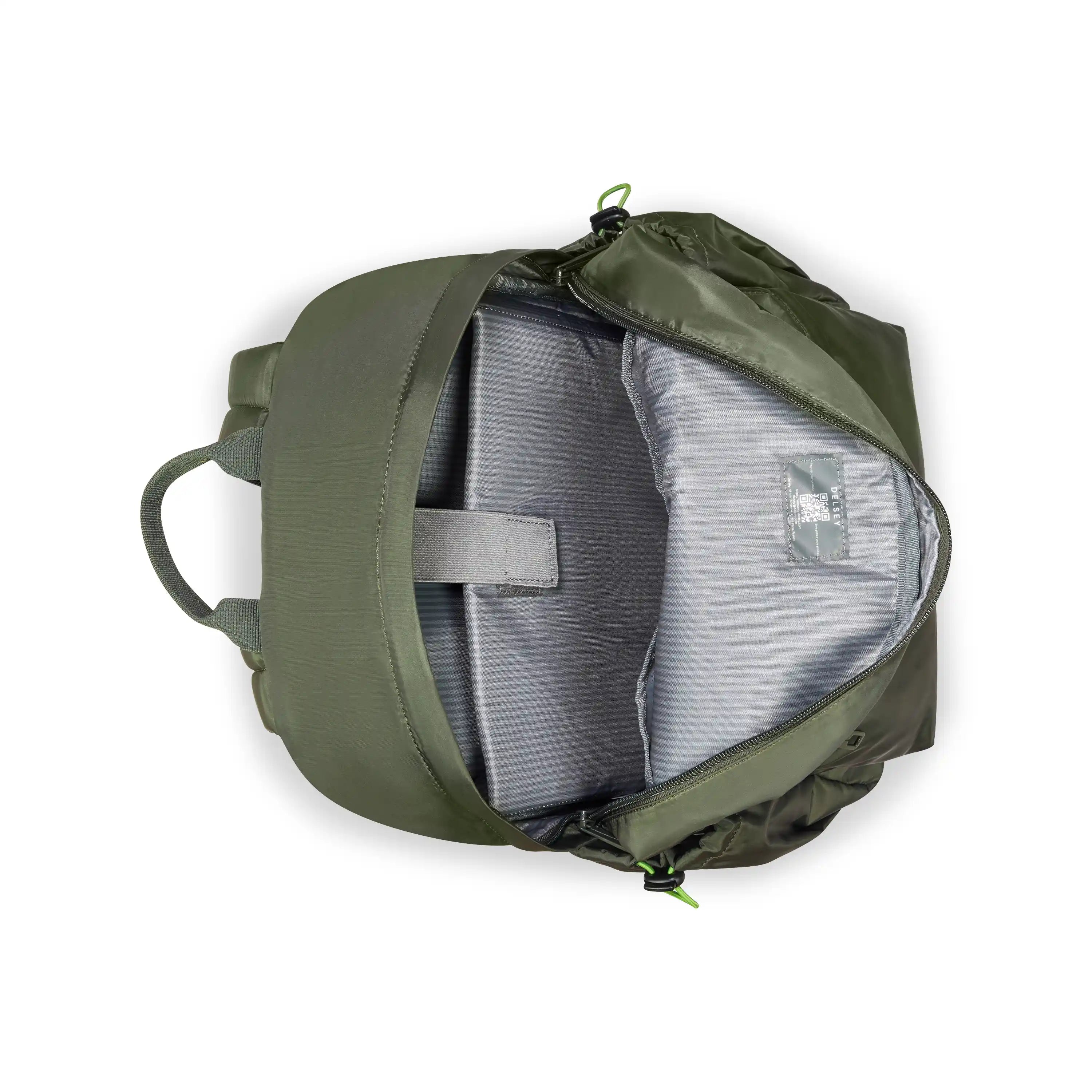 Delsey BTS Jenny Laptop Backpack in Forest Green — interior view 2 # color_Forest Green