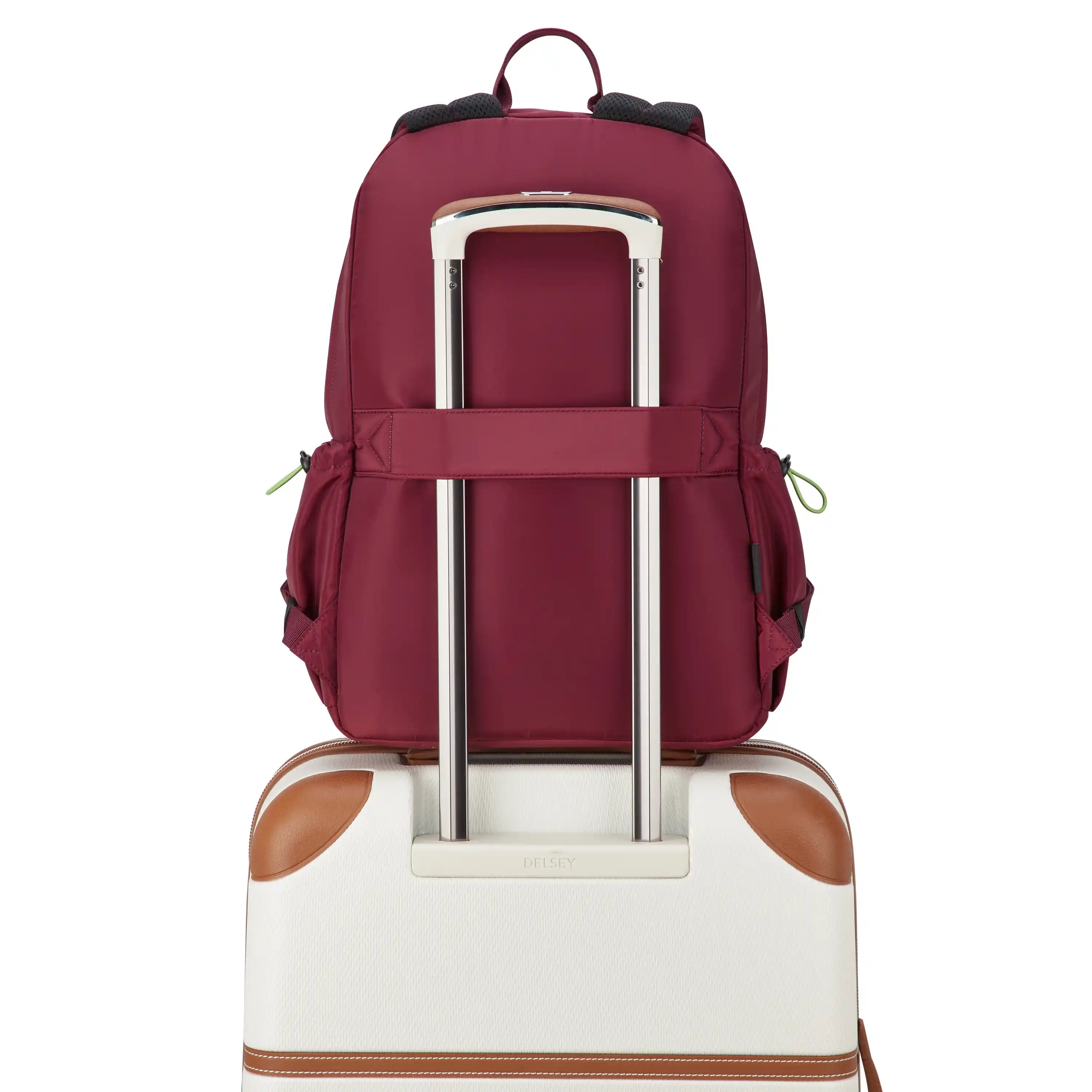 Delsey BTS Jenny Laptop Backpack in Red — detail view # color_Red