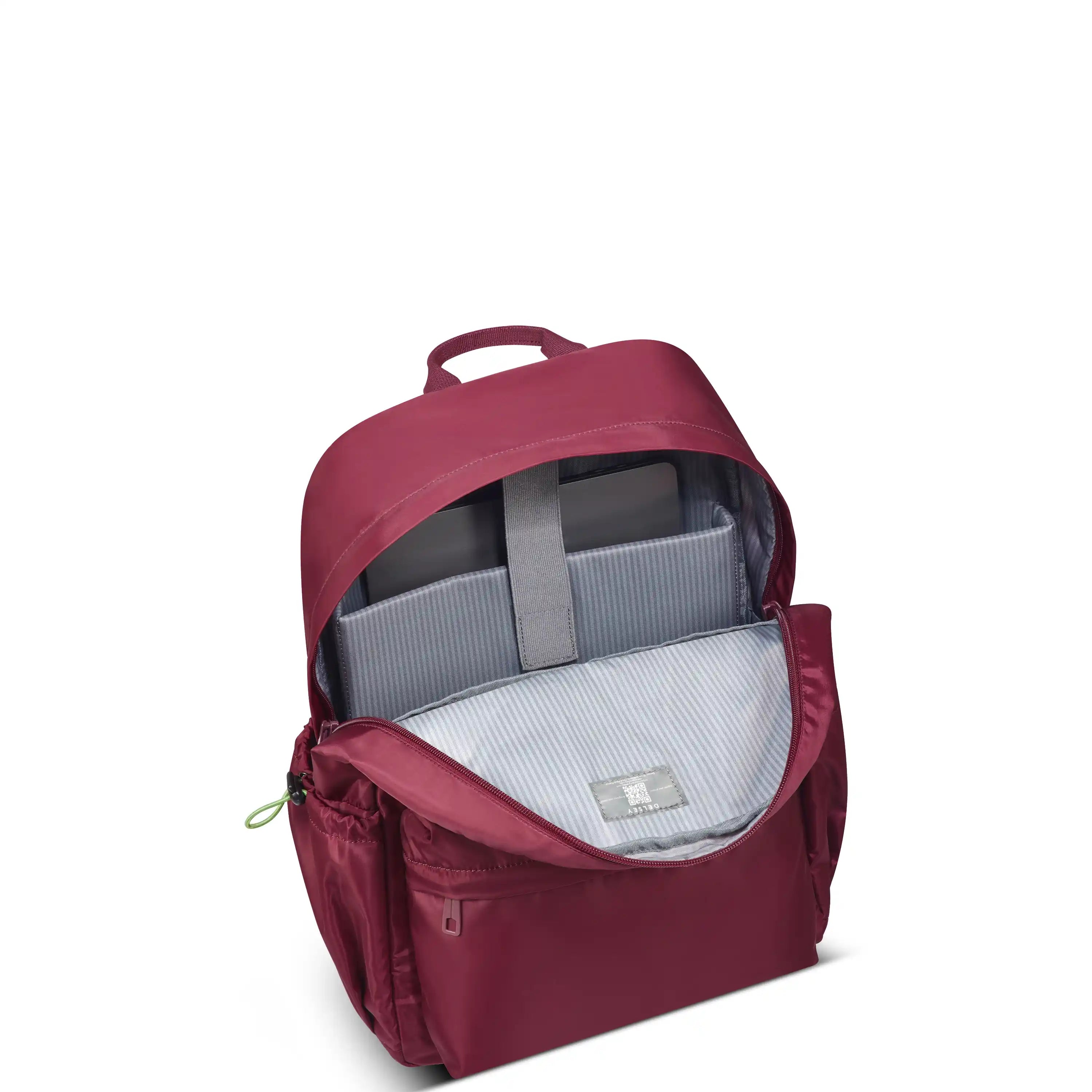 Delsey BTS Jenny Laptop Backpack in Red — interior view # color_Red
