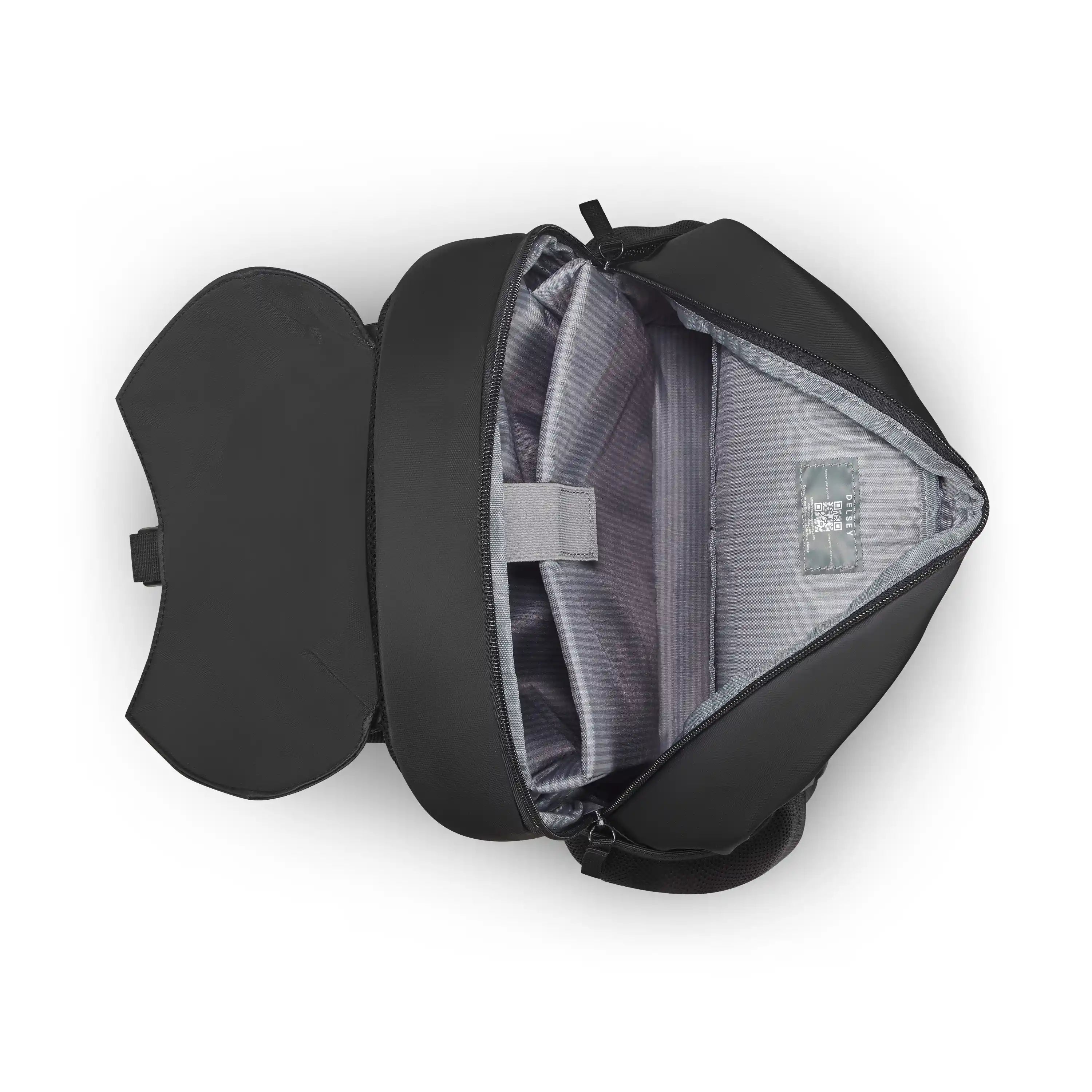 Delsey BTS Bedford Laptop Backpack in Black — interior view 2 # color_Black