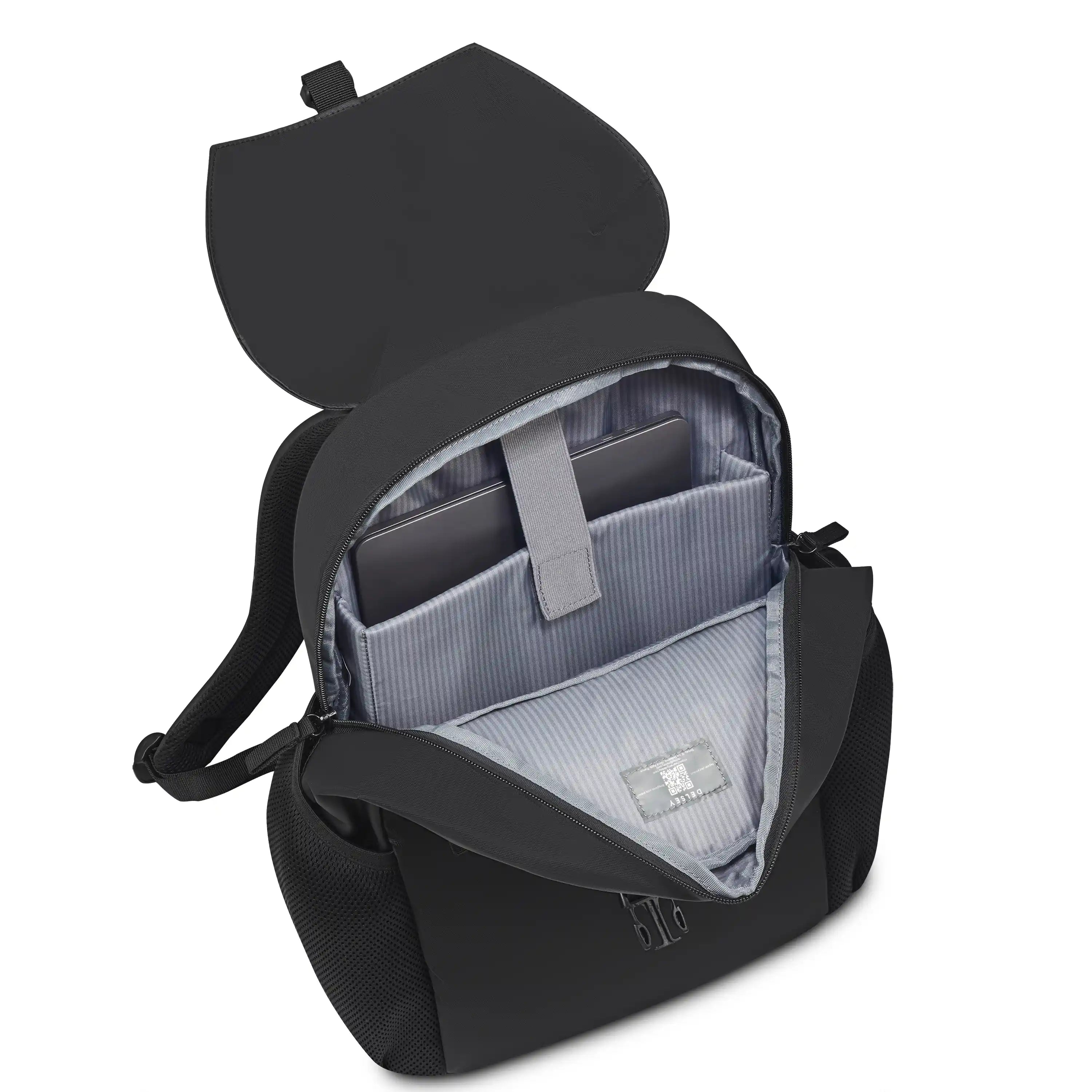 Delsey BTS Bedford Laptop Backpack in Black — interior view # color_Black