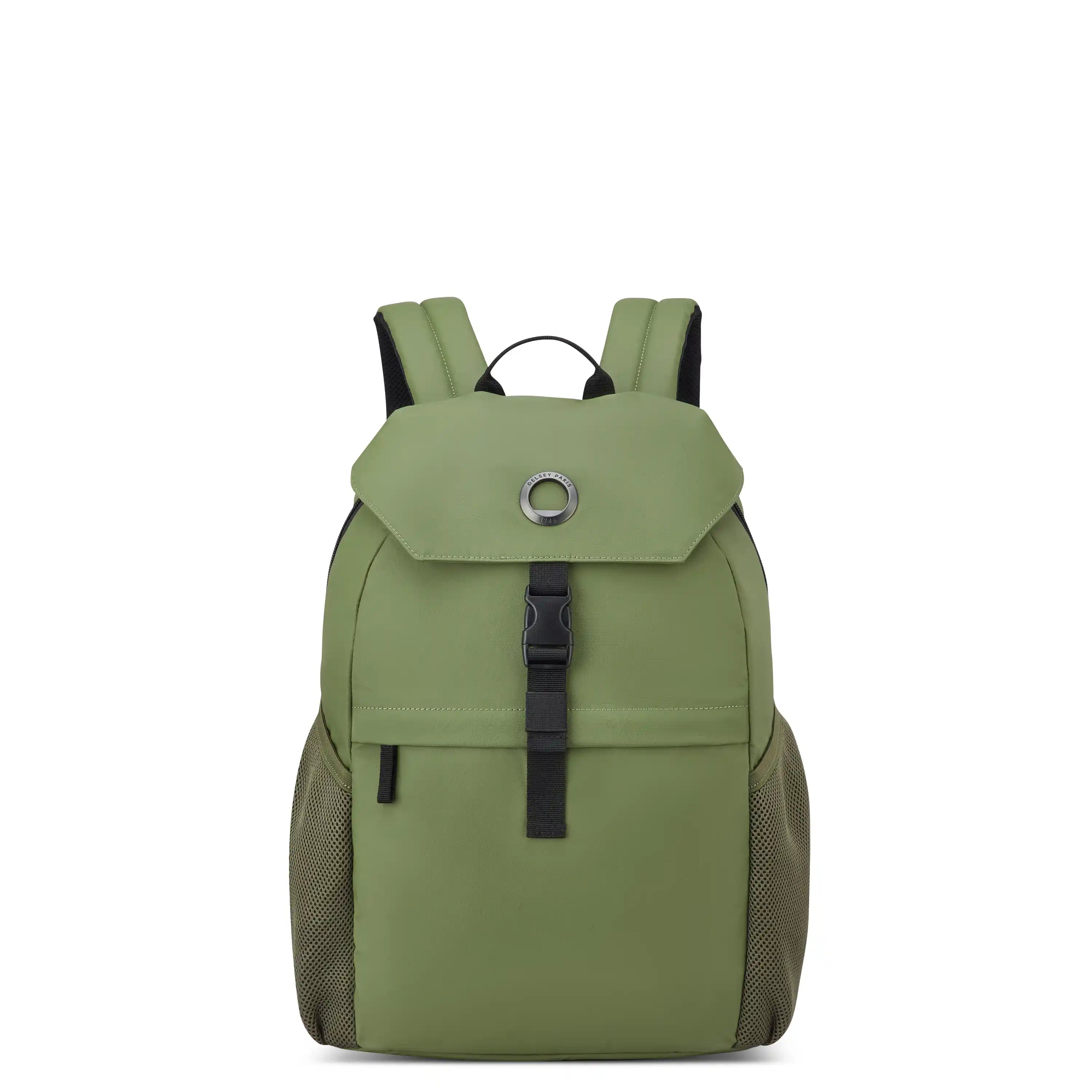 Delsey BTS Bedford Laptop Backpack in Olive Green — front view # color_Olive Green