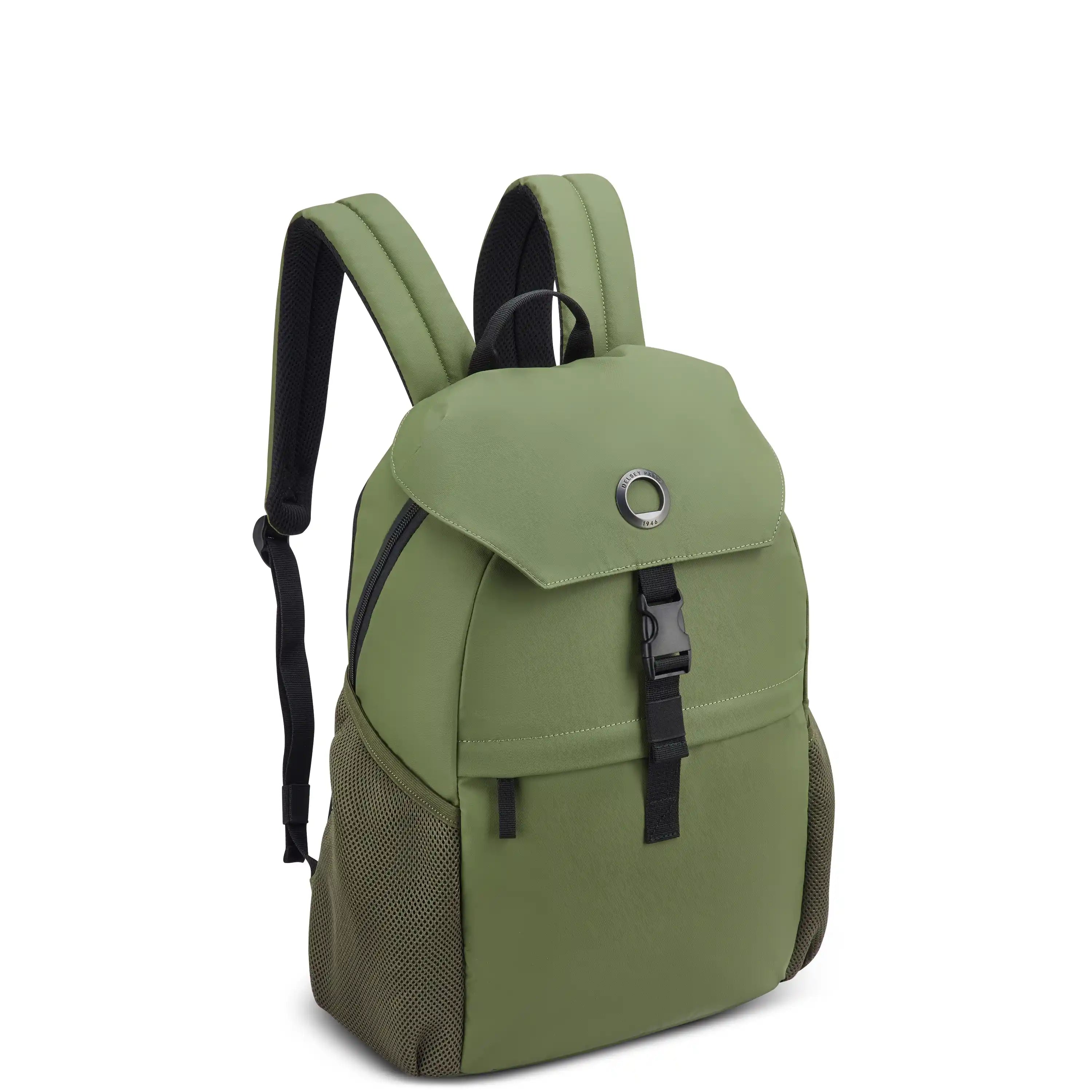 Delsey BTS Bedford Laptop Backpack in Olive Green — angle view 2 # color_Olive Green