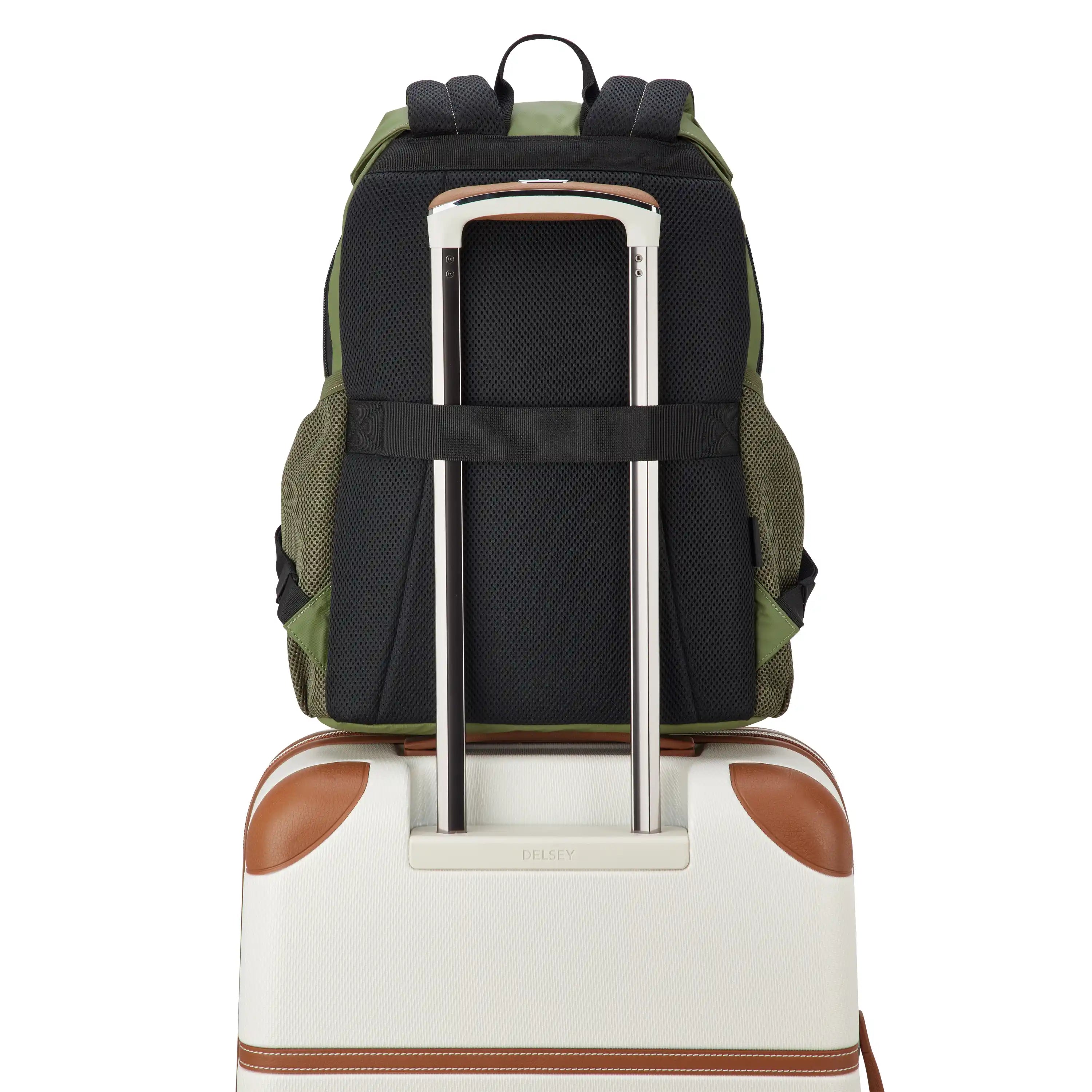 Delsey BTS Bedford Laptop Backpack in Olive Green — detail view 3 # color_Olive Green