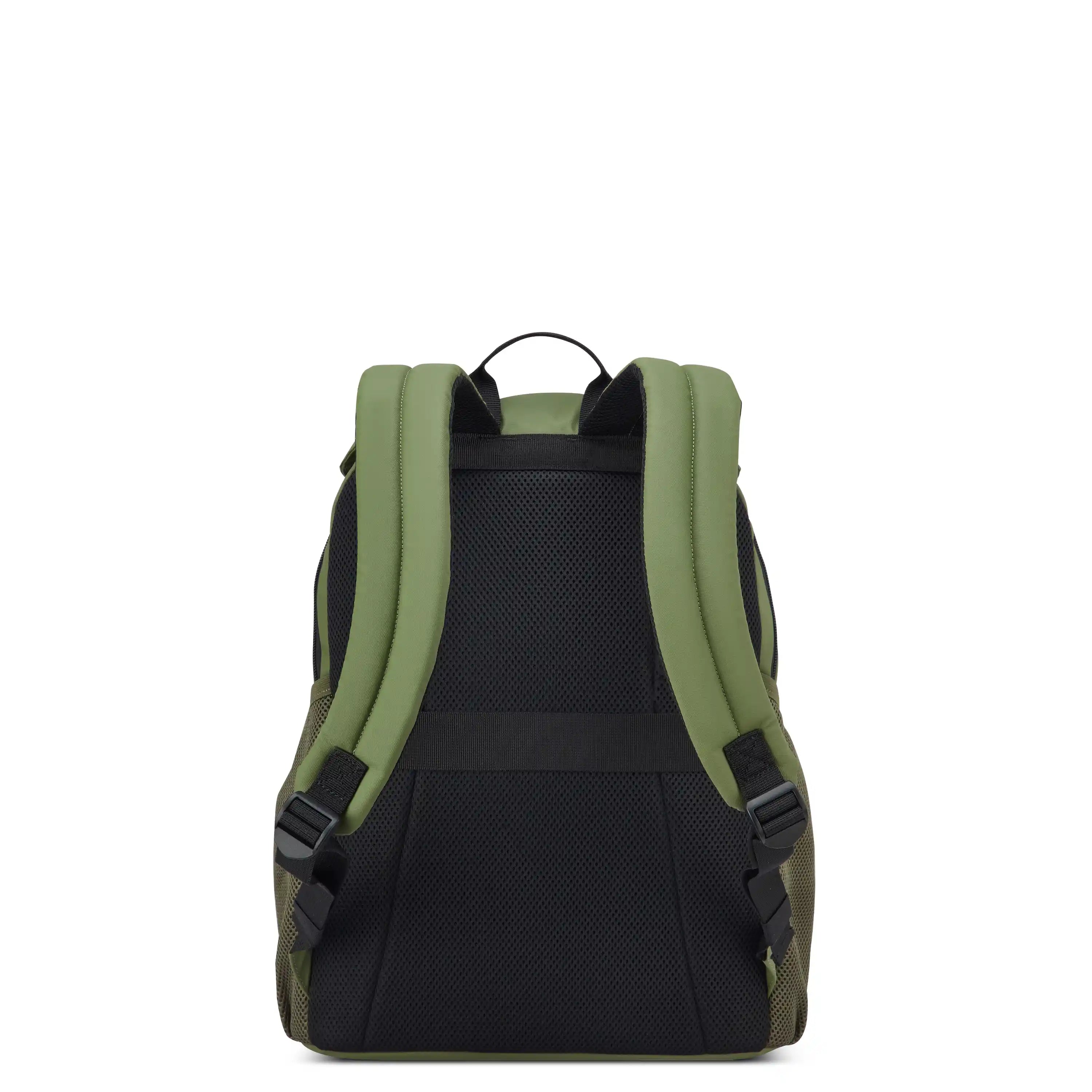 Delsey BTS Bedford Laptop Backpack in Olive Green — back view # color_Olive Green